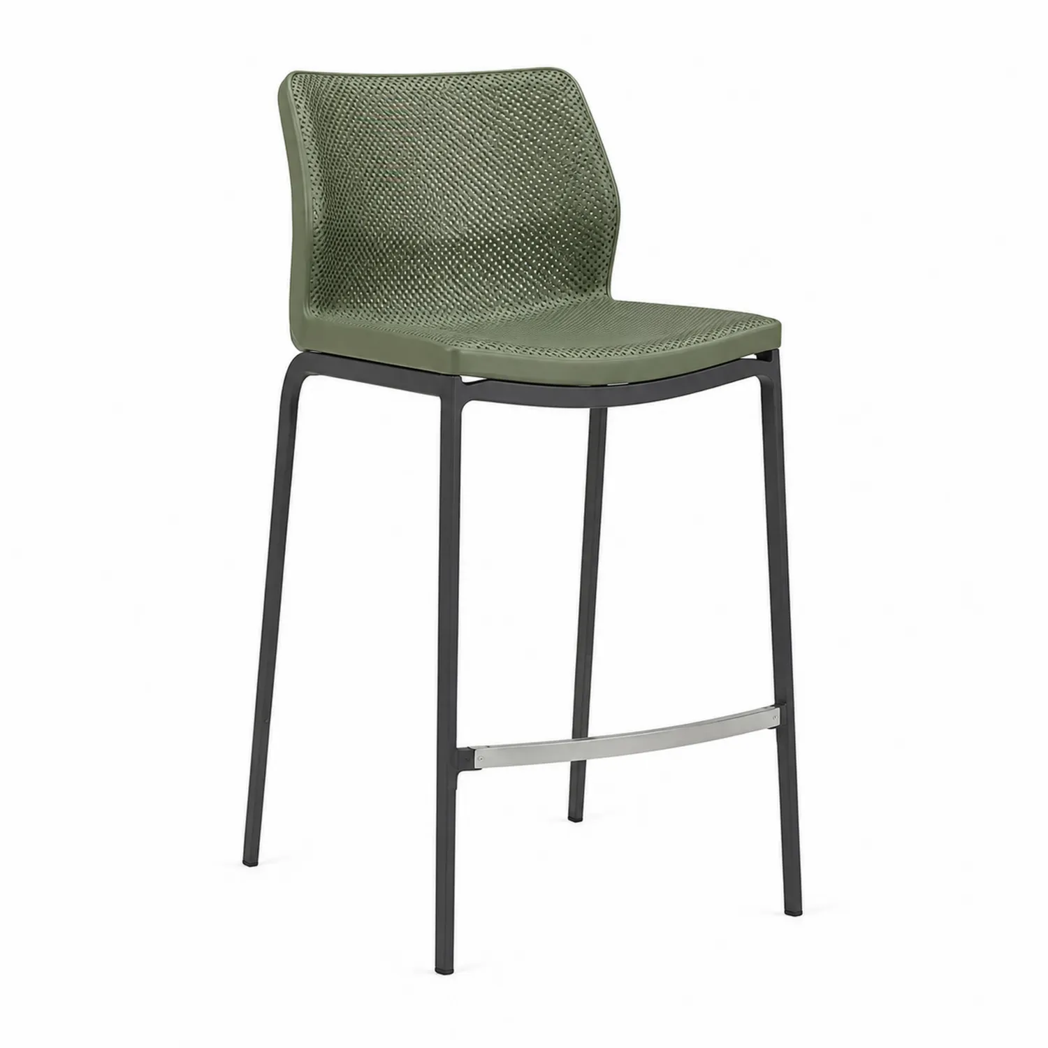Taburete de polipropileno y acero Verde/Negro-nestlumichic