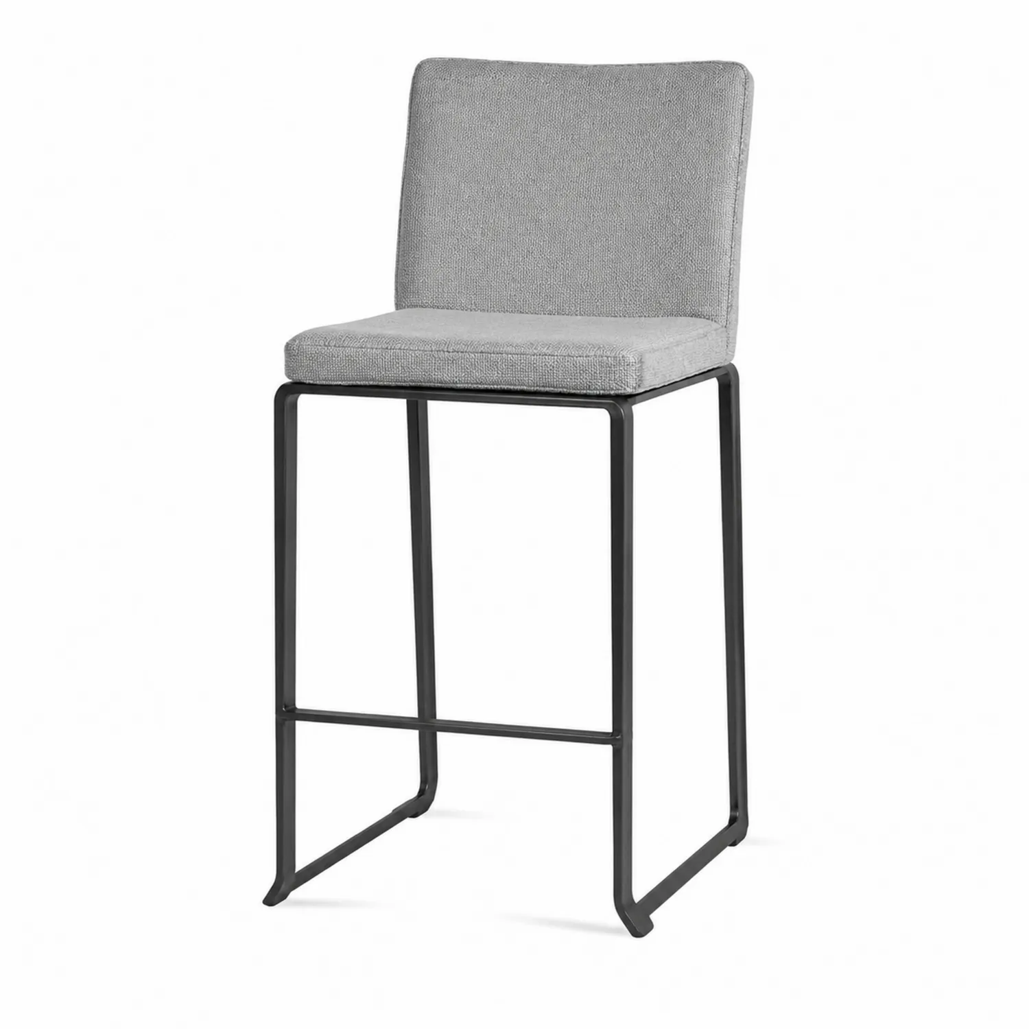 Taburete de metal con asiento de tela gris-nestlumichic
