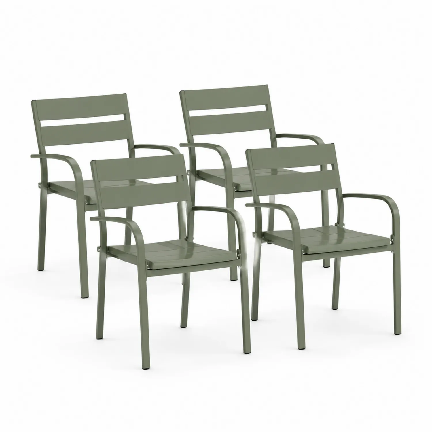 Juego de 4 sillas de metal exterior Verde-nestlumichic