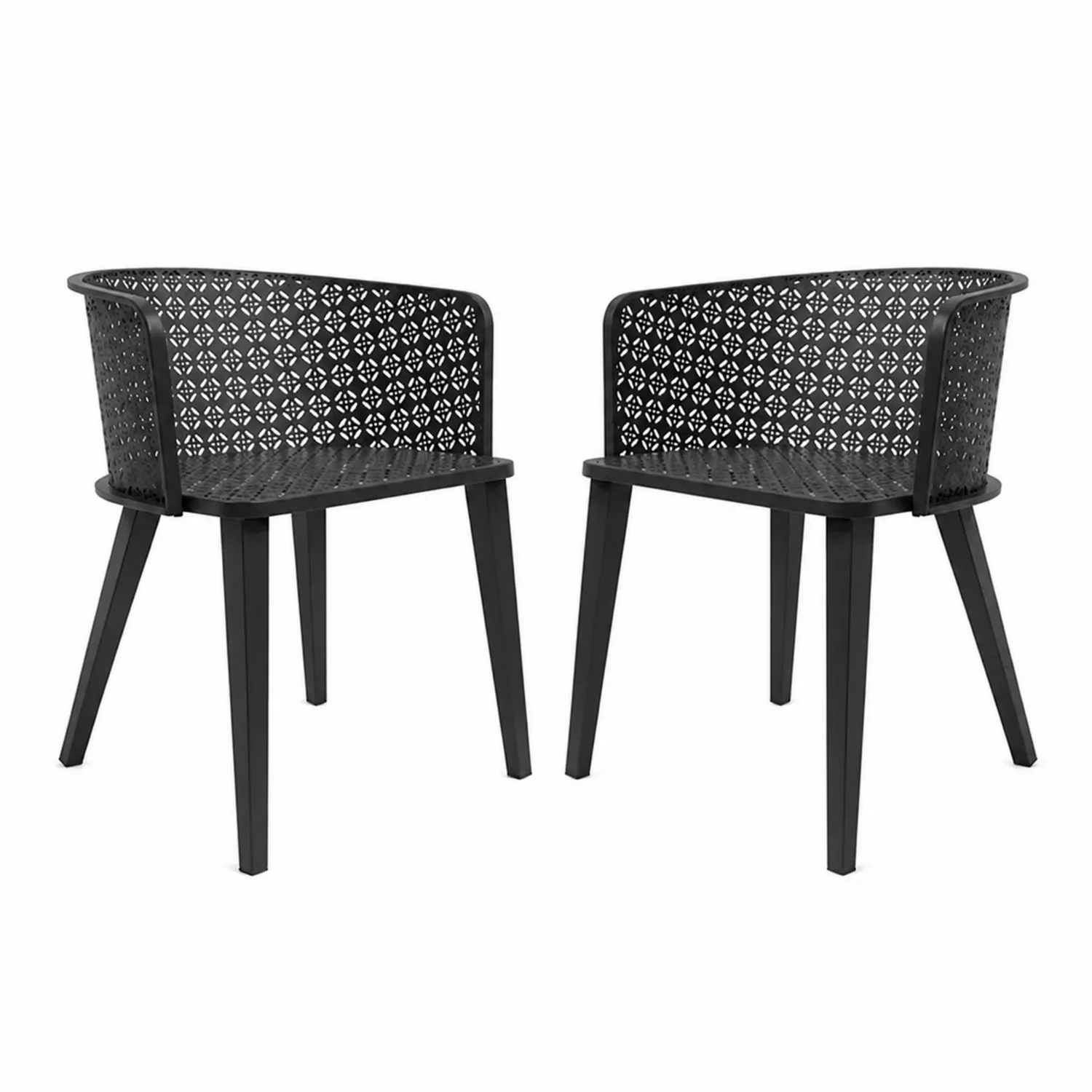 Set de 2 sillas de plástico negras con respaldo calado-nestlumichic