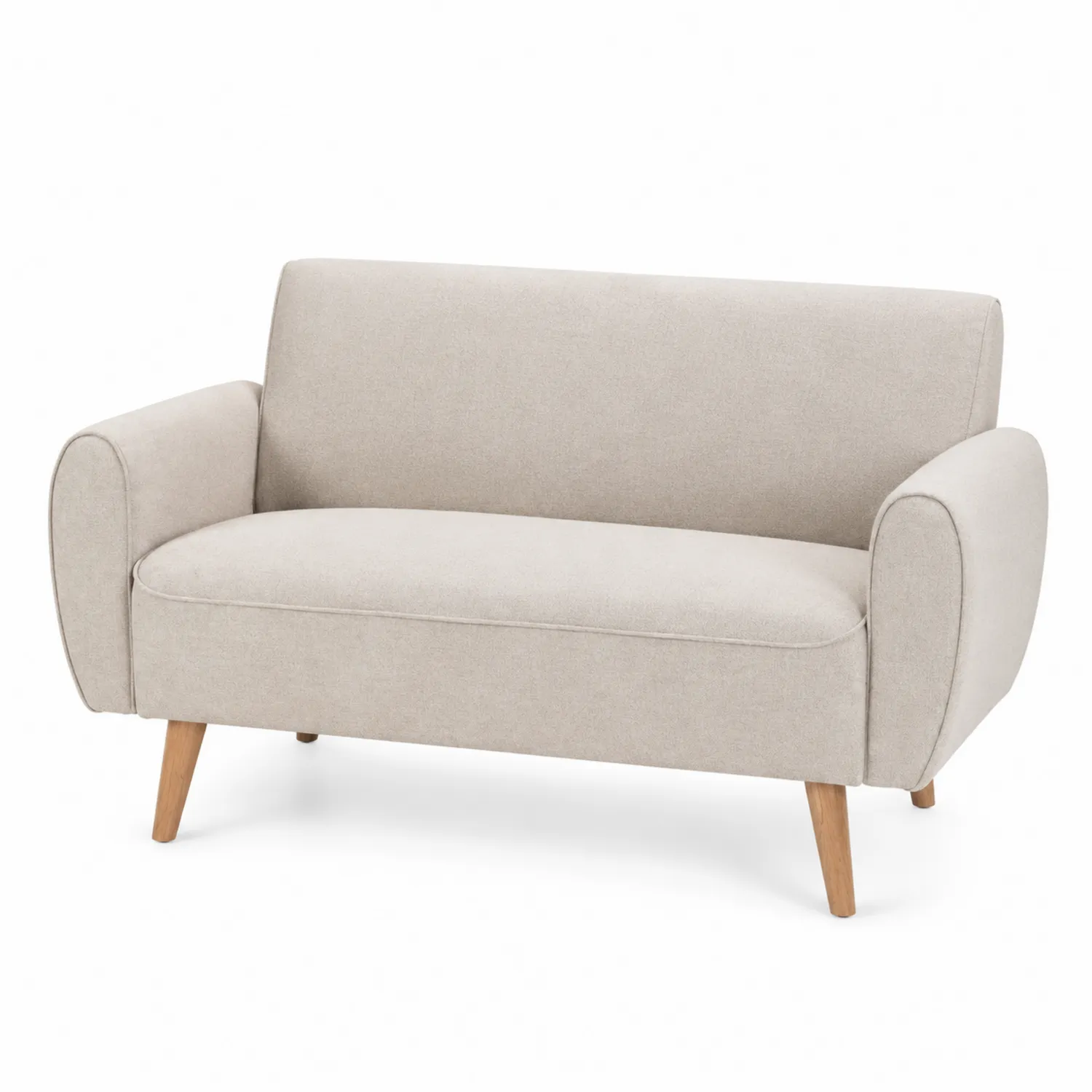 Sofá de Tela Beige de 2 Plazas con Patas de Madera-nestlumichic