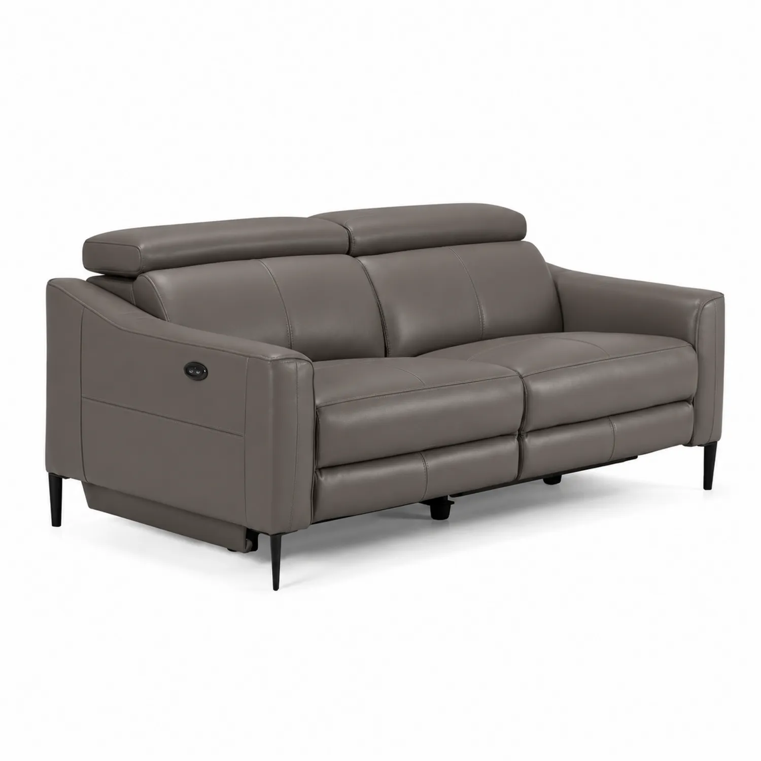 Sofá reclinable de 2 plazas en cuero sintético gris con reposacabezas ajustable-nestlumichic