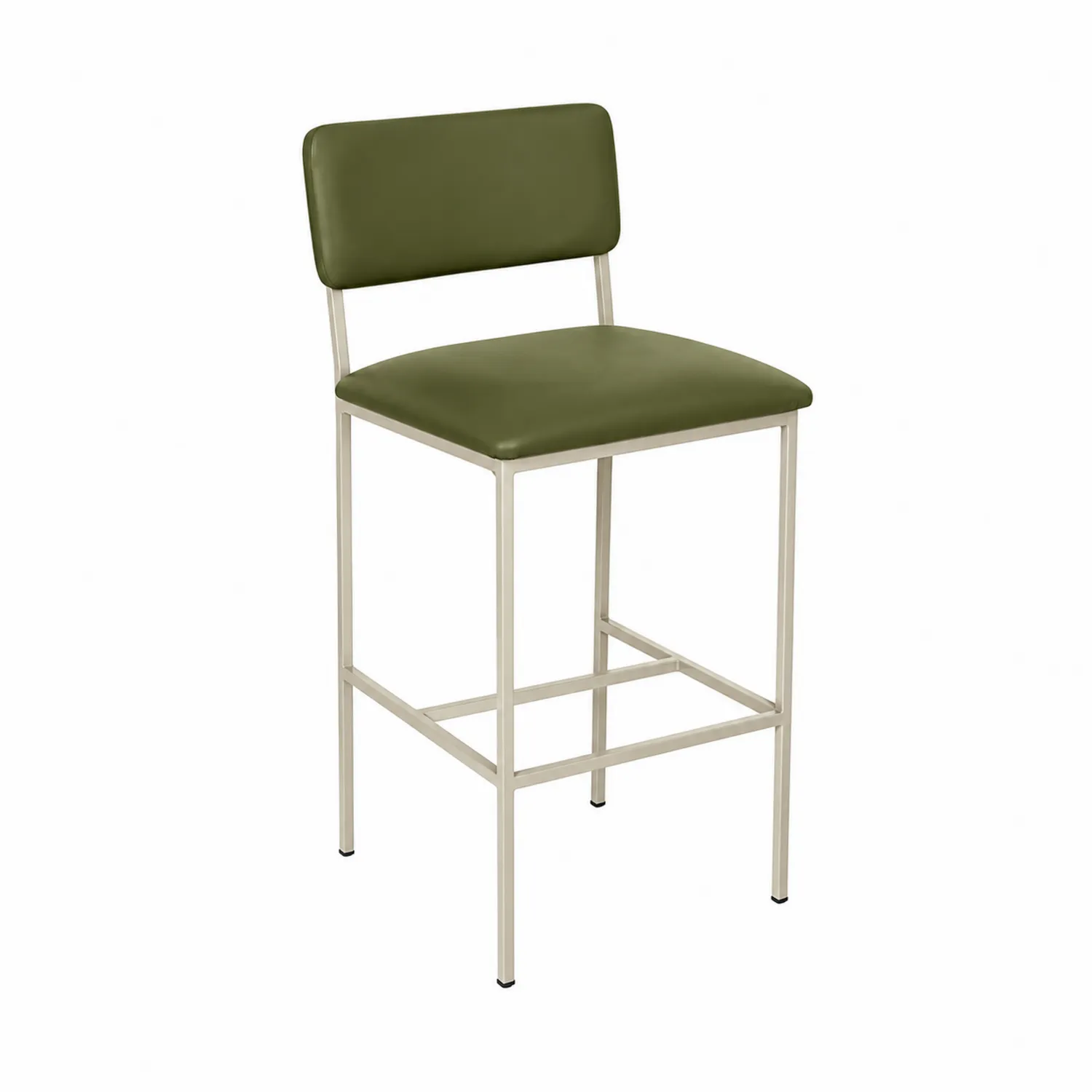 Taburete de metal con asiento de cuero sintético verde, 105 cm-nestlumichic