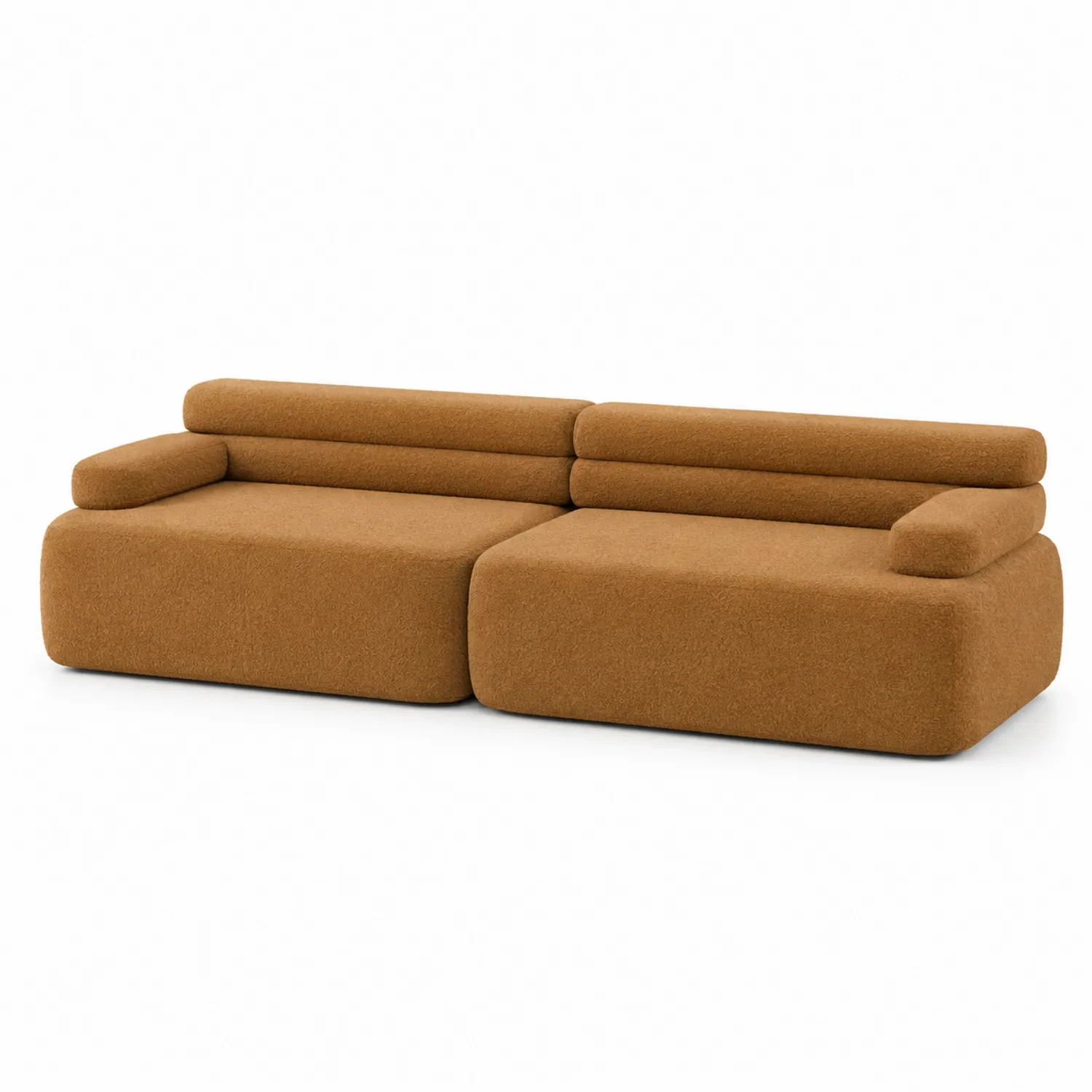 Sofá modular de tela de poliéster marrón con respaldos ajustables 200x100x70 cm-nestlumichic