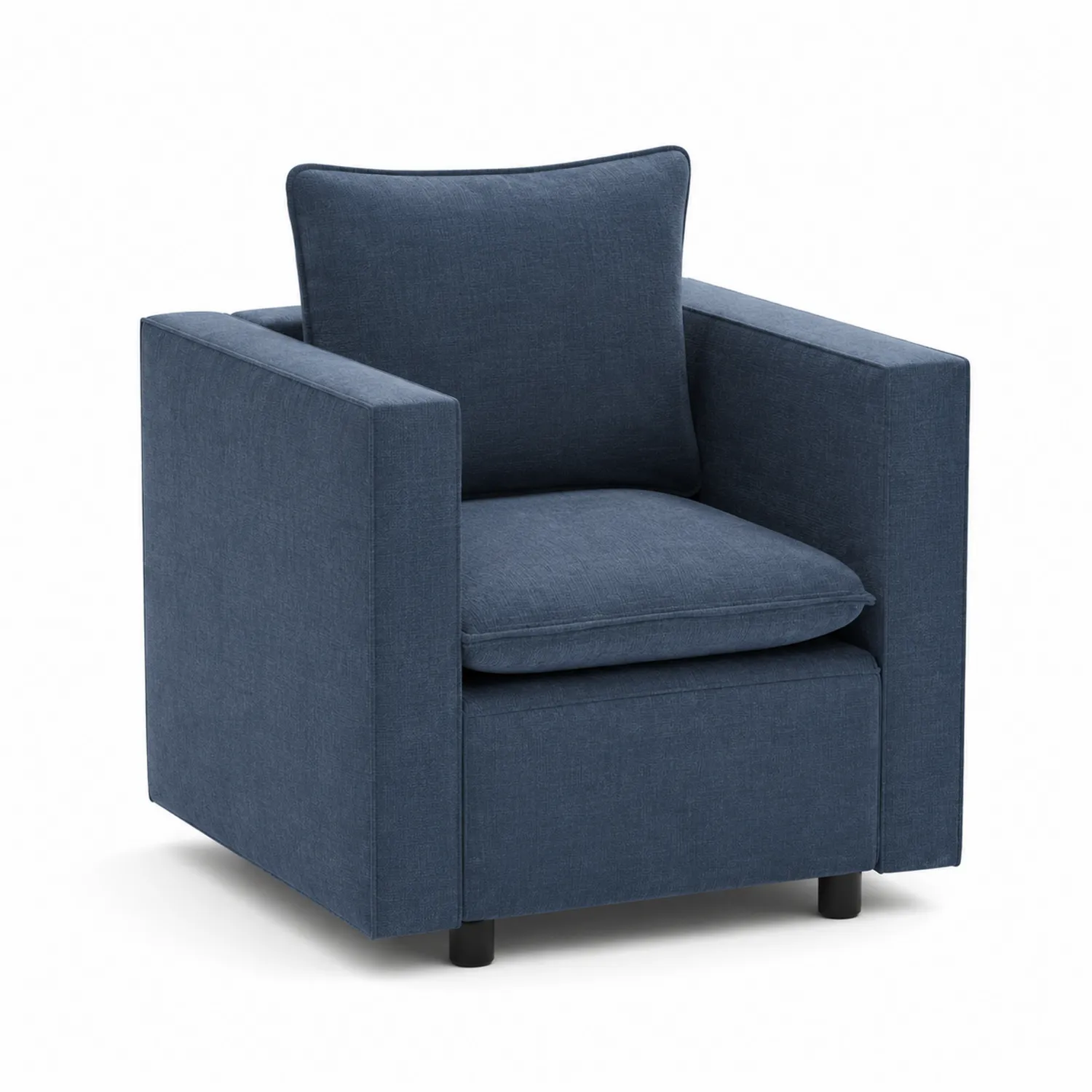 Sillón de Tela Azul con Estructura de Madera-nestlumichic