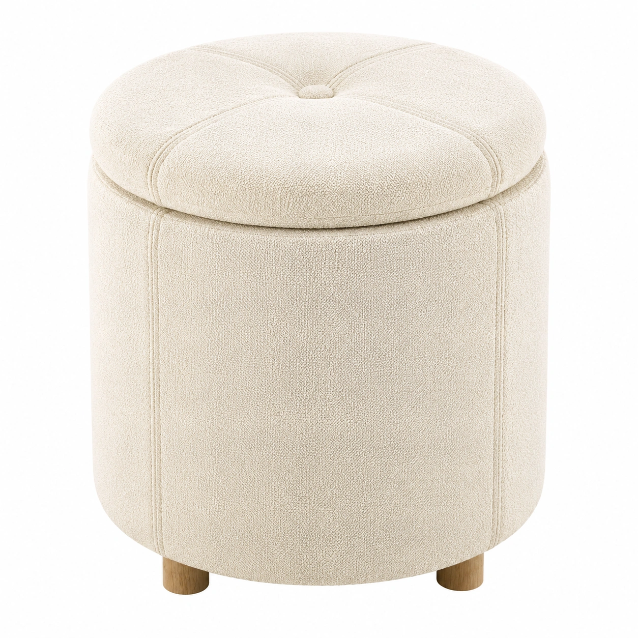 Puff Redondo Crema con Almacenamiento-ardenvora