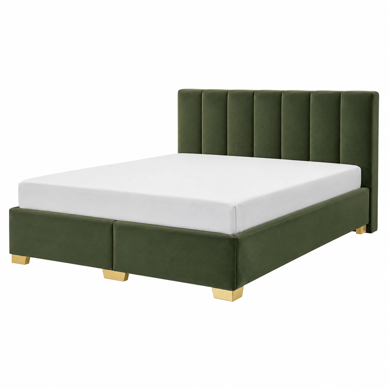 Cama matrimonial Verde oscuro tapizada moderna-hovessia