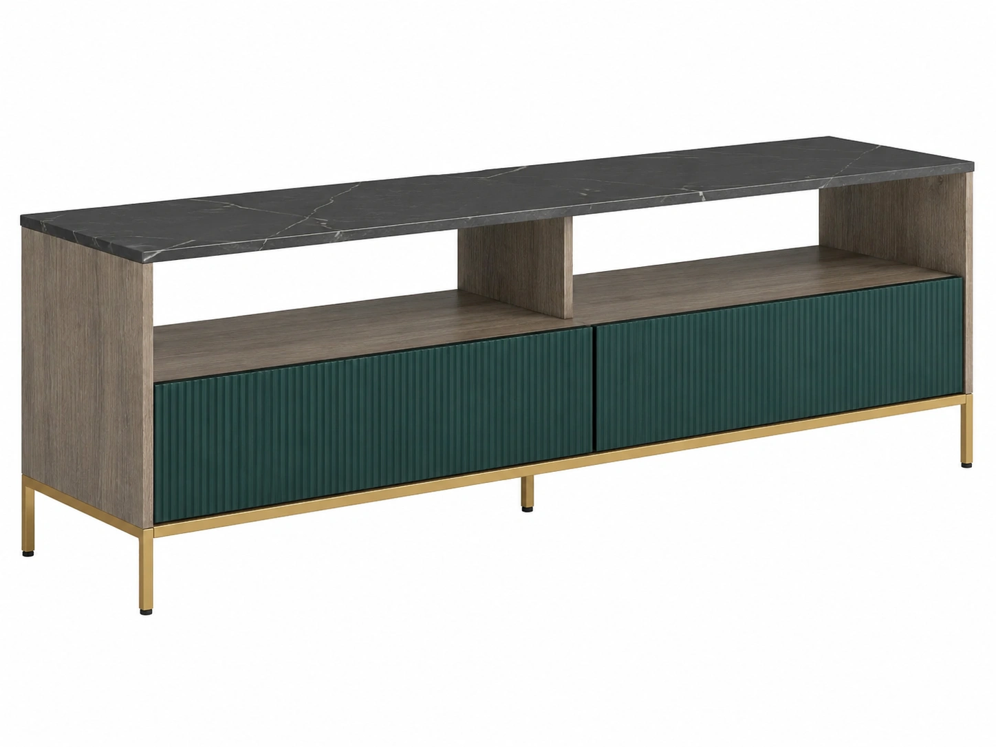 Mueble TV Negro marmol y verde oscuro-hovessia