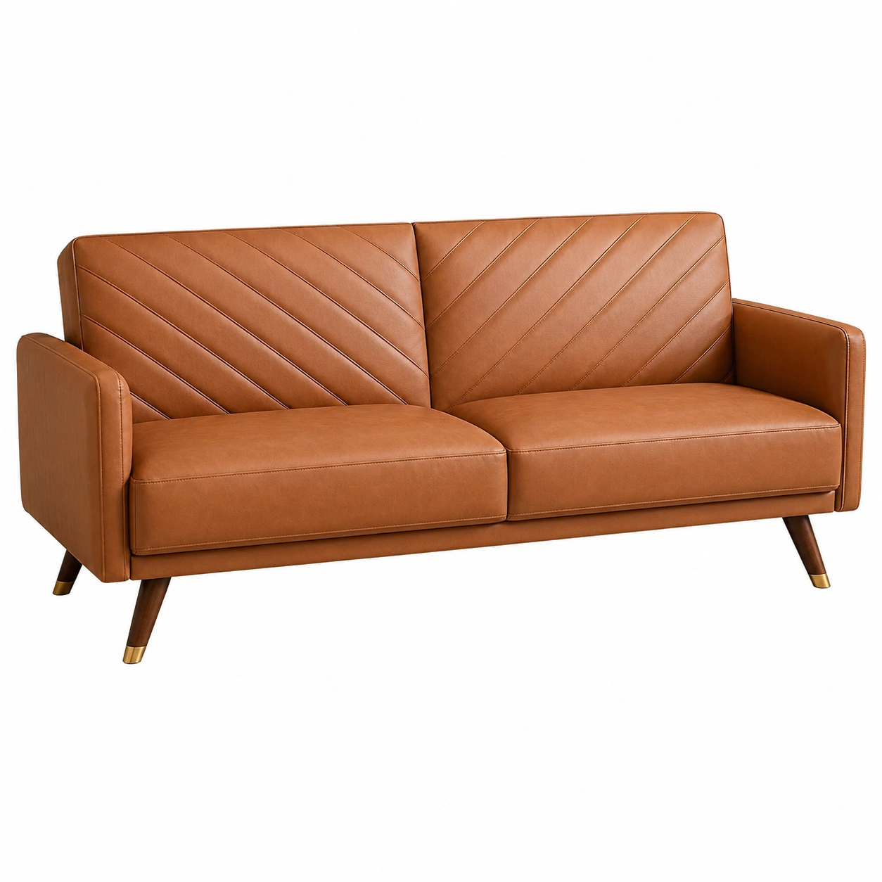 Sofa Cuero Marron Caramelo Retro-hovessia