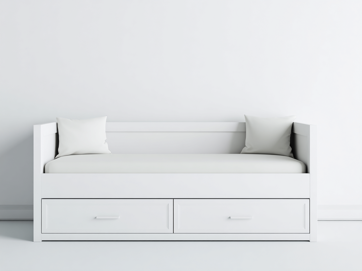 Schlafsofa Holz 200x90x75 cm Weiß - Mit Schubladen - Modernes Design - geeignet für Schlafzimmer-Mavexdadecor