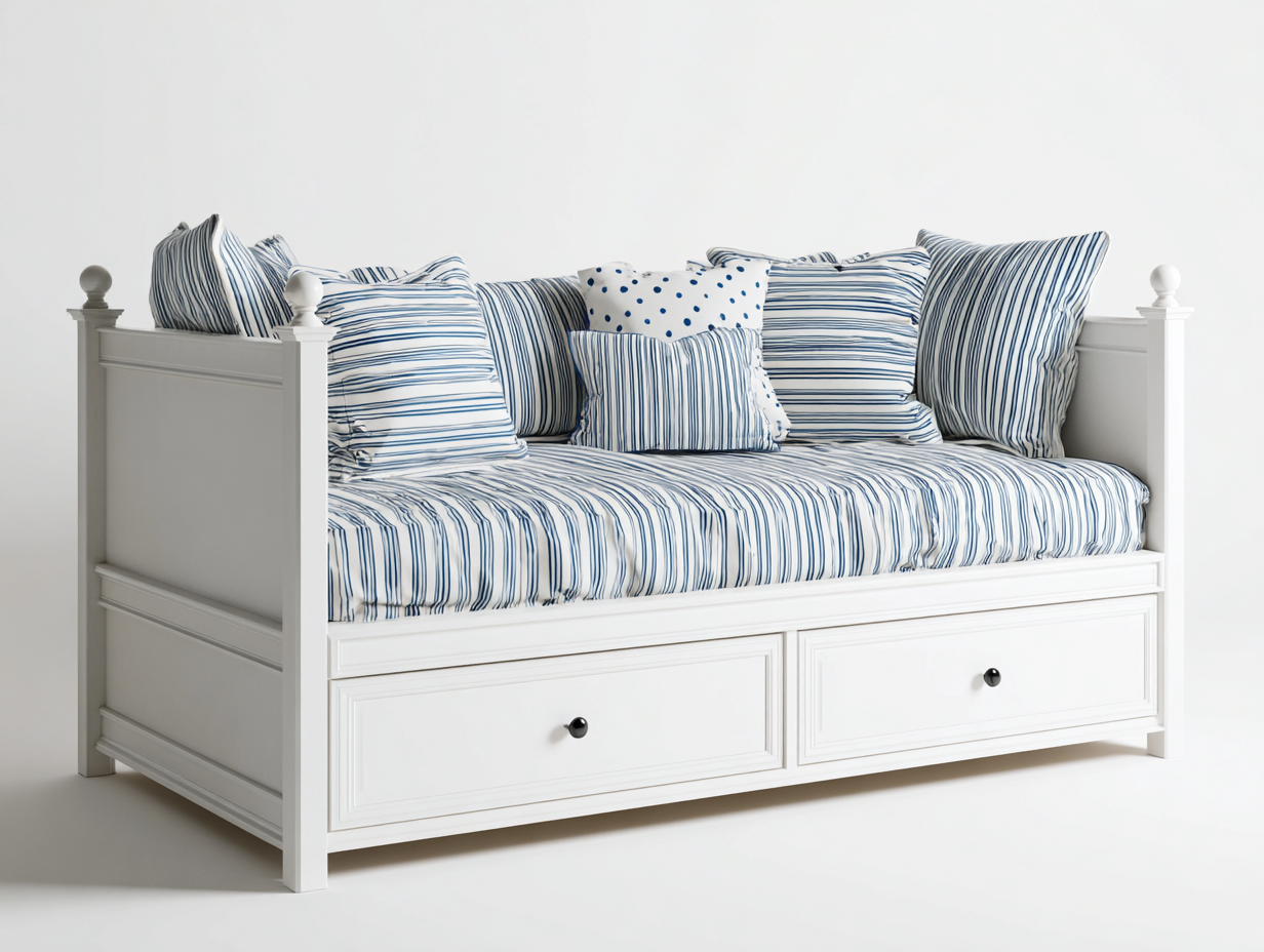 Schlafsofa Holz Stoff 190x90x85 cm Weiß - Mit Schubladen - Modernes Design für Schlafzimmer-Mavexdadecor