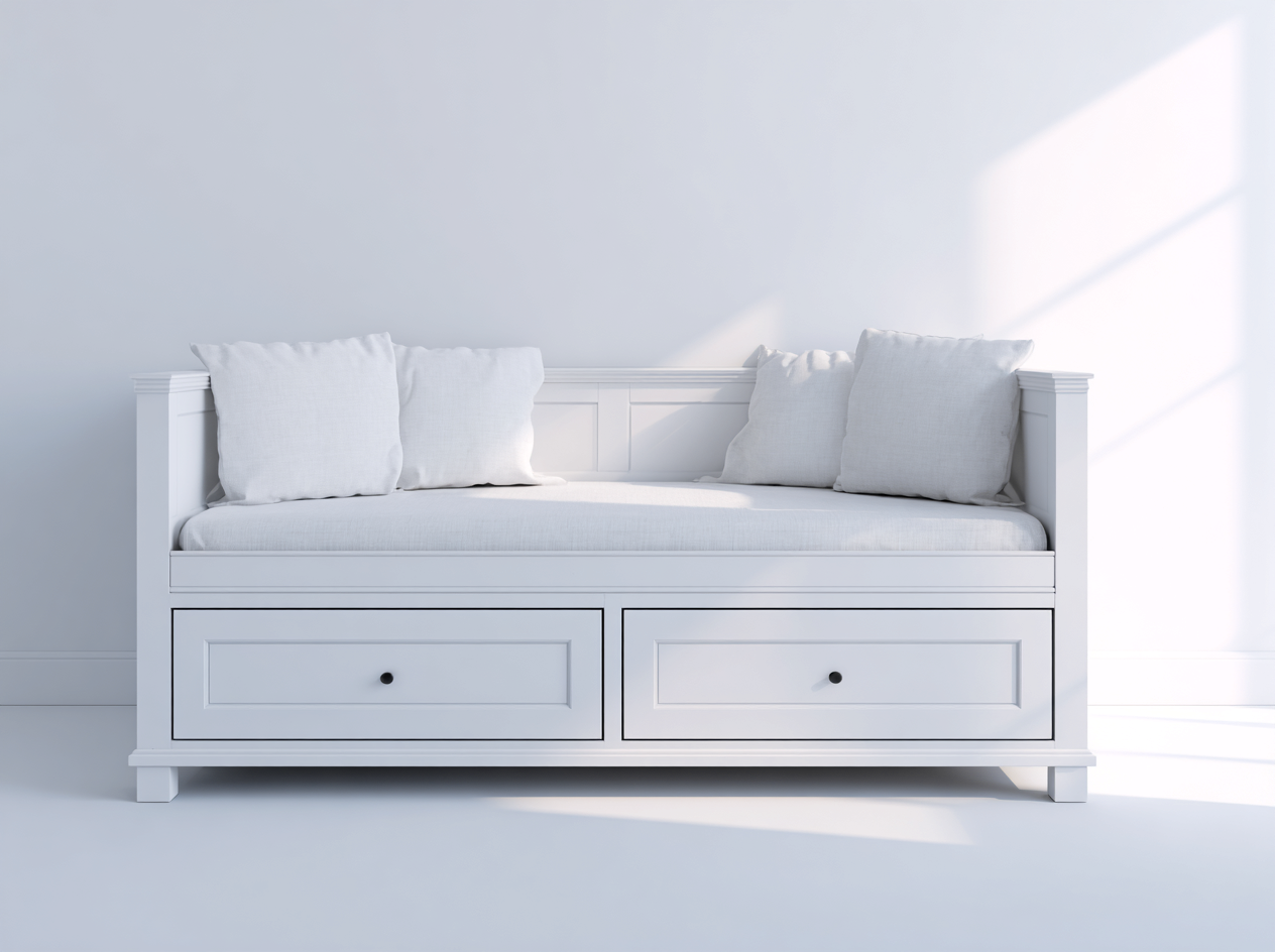 Schlafsofa Holz Stoff 190x90x85 cm Weiß - Mit Schubladen - Modernes Design für Schlafzimmer-Mavexdadecor