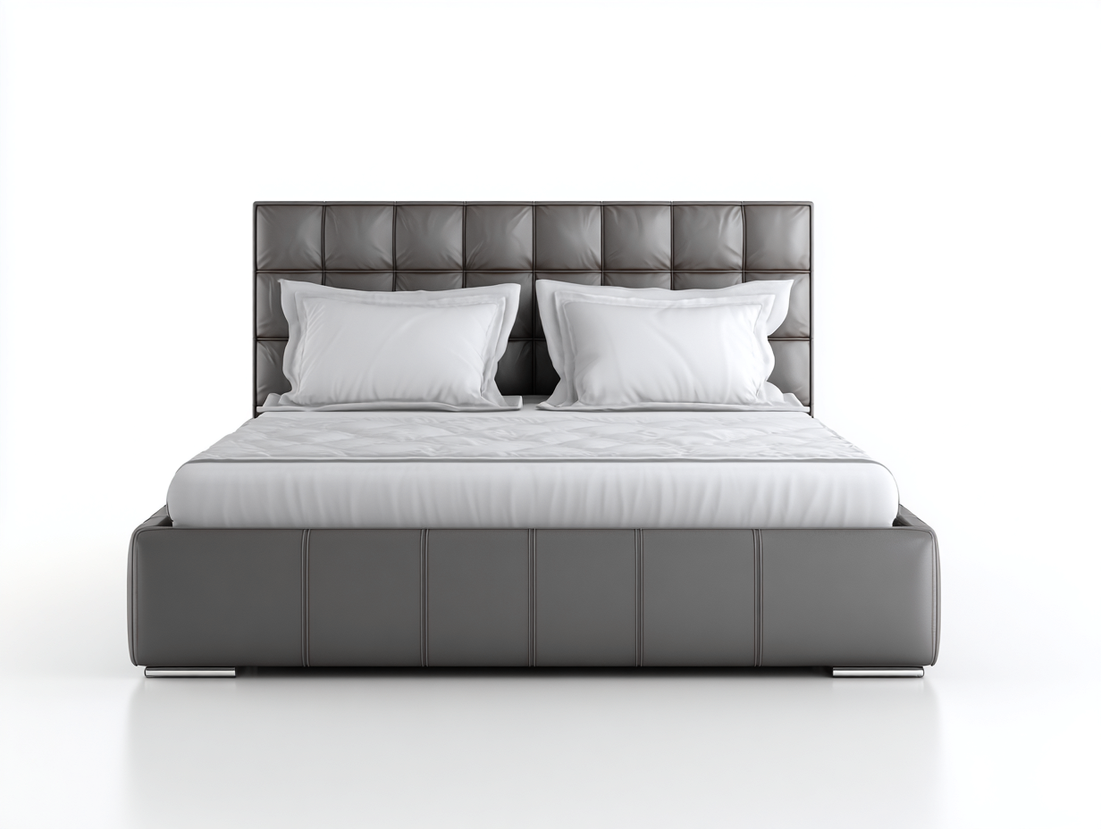 Doppelbett Kunstleder 200x180x105 cm Grau - Gepolstertes Kopfteil - Modernes Design - geeignet für Schlafzimmer-Mavexdadecor