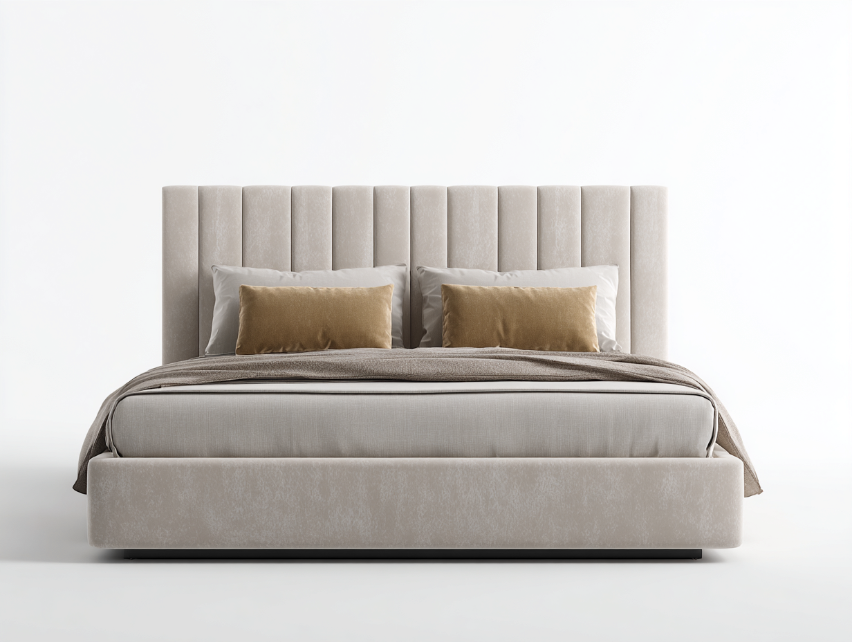 Doppelbett Stoffbezug 200x180x110 cm Beige - Gepolstertes Kopfteil - Modernes Design - geeignet für Schlafzimmer-Mavexdadecor