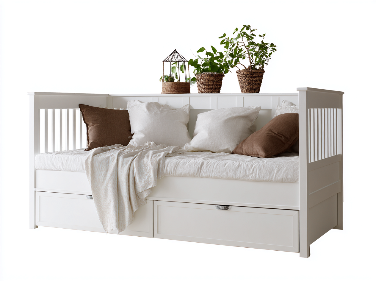 Schlafsofa Holz Stoff 190x90x85 cm Weiß - Mit Schubladen - Modernes Design für Schlafzimmer-Mavexdadecor