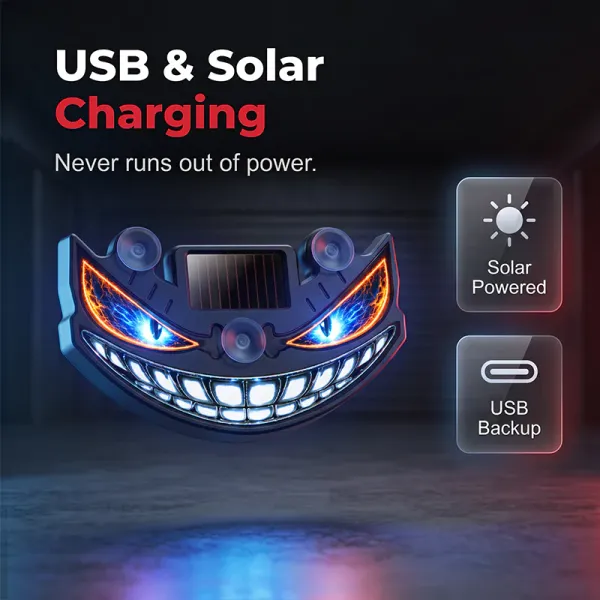 Solar Devil Eye LED Car Warning Light