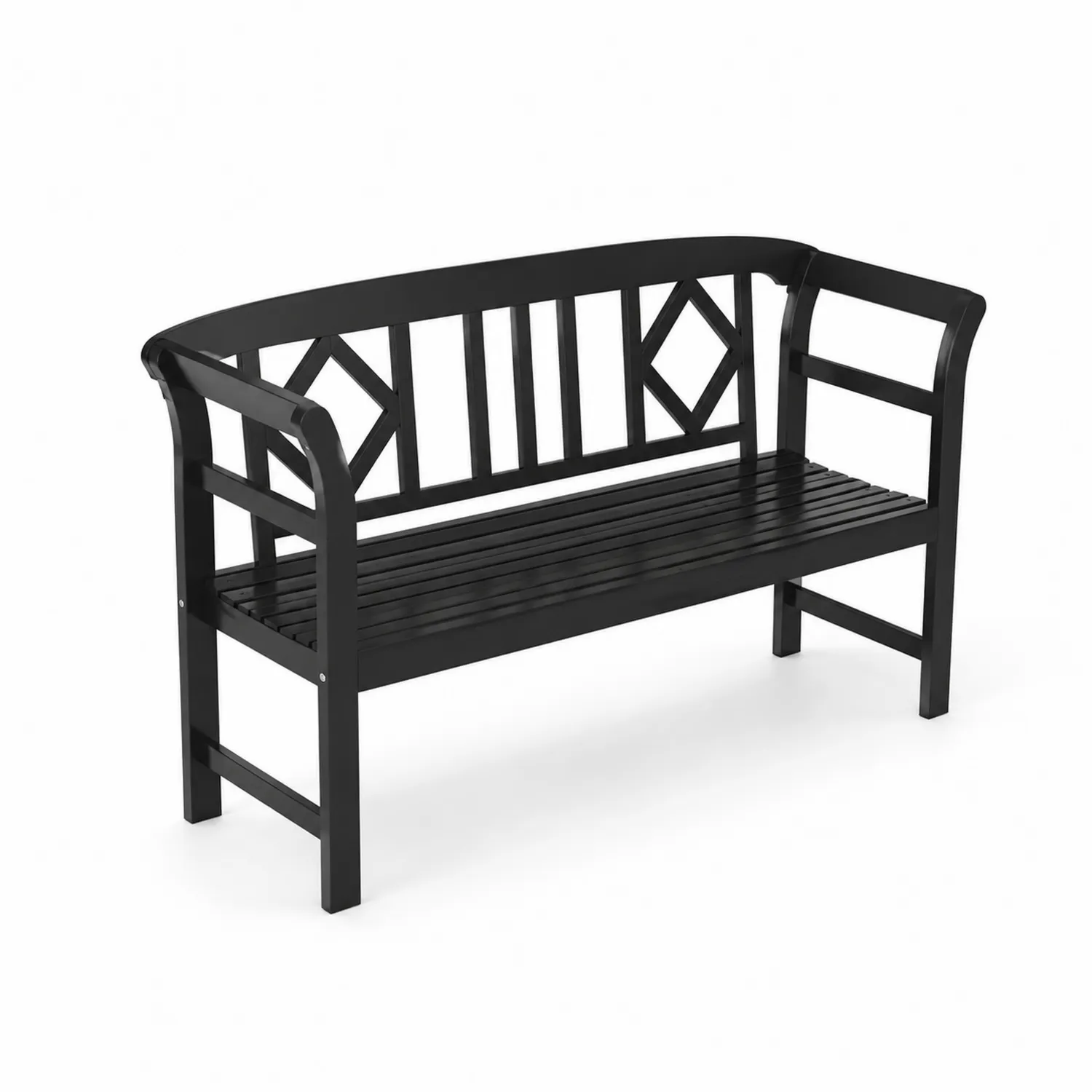Banco de madera negra para exteriores