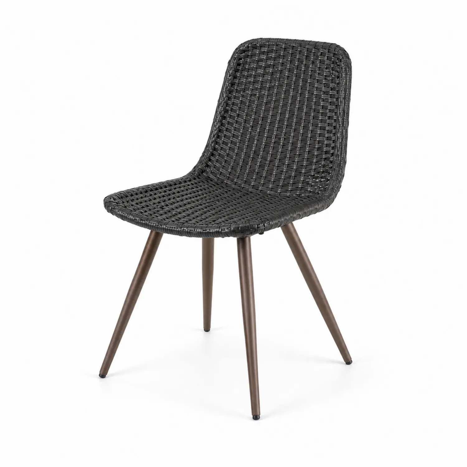 Silla de ratán sintético Negro con patas de metal