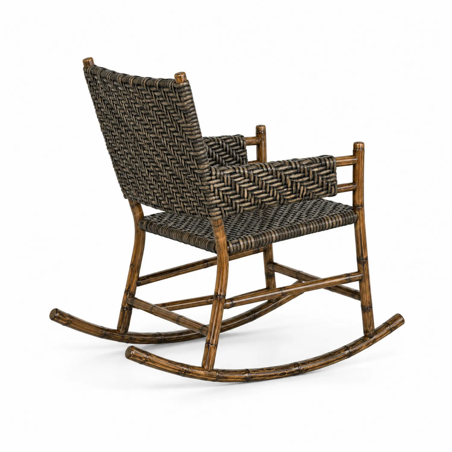 Mecedora de Ratán Sintético con Estructura de Bambú 90x65x100 cm