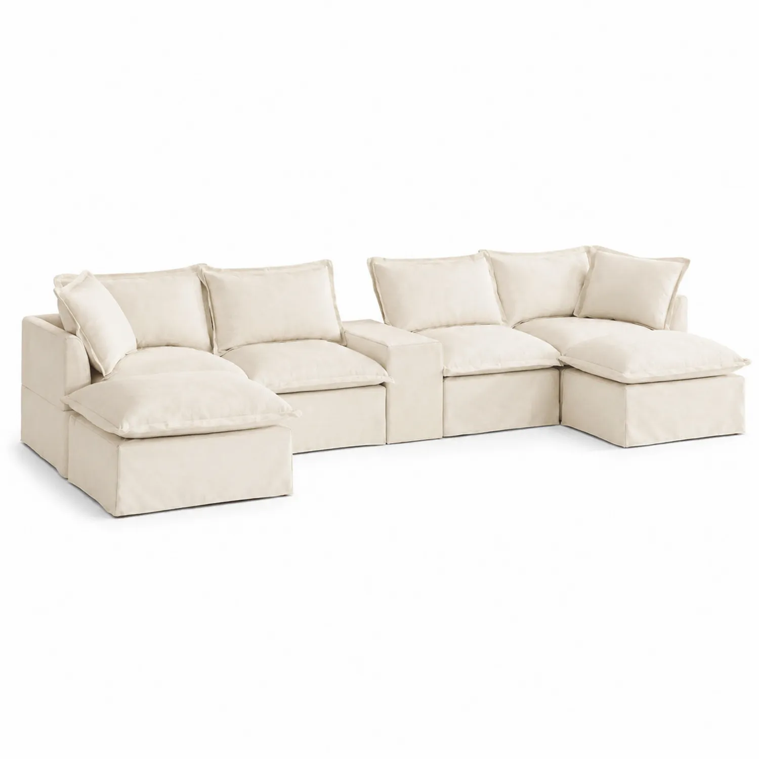 Sofá seccional modular de poliéster Beige