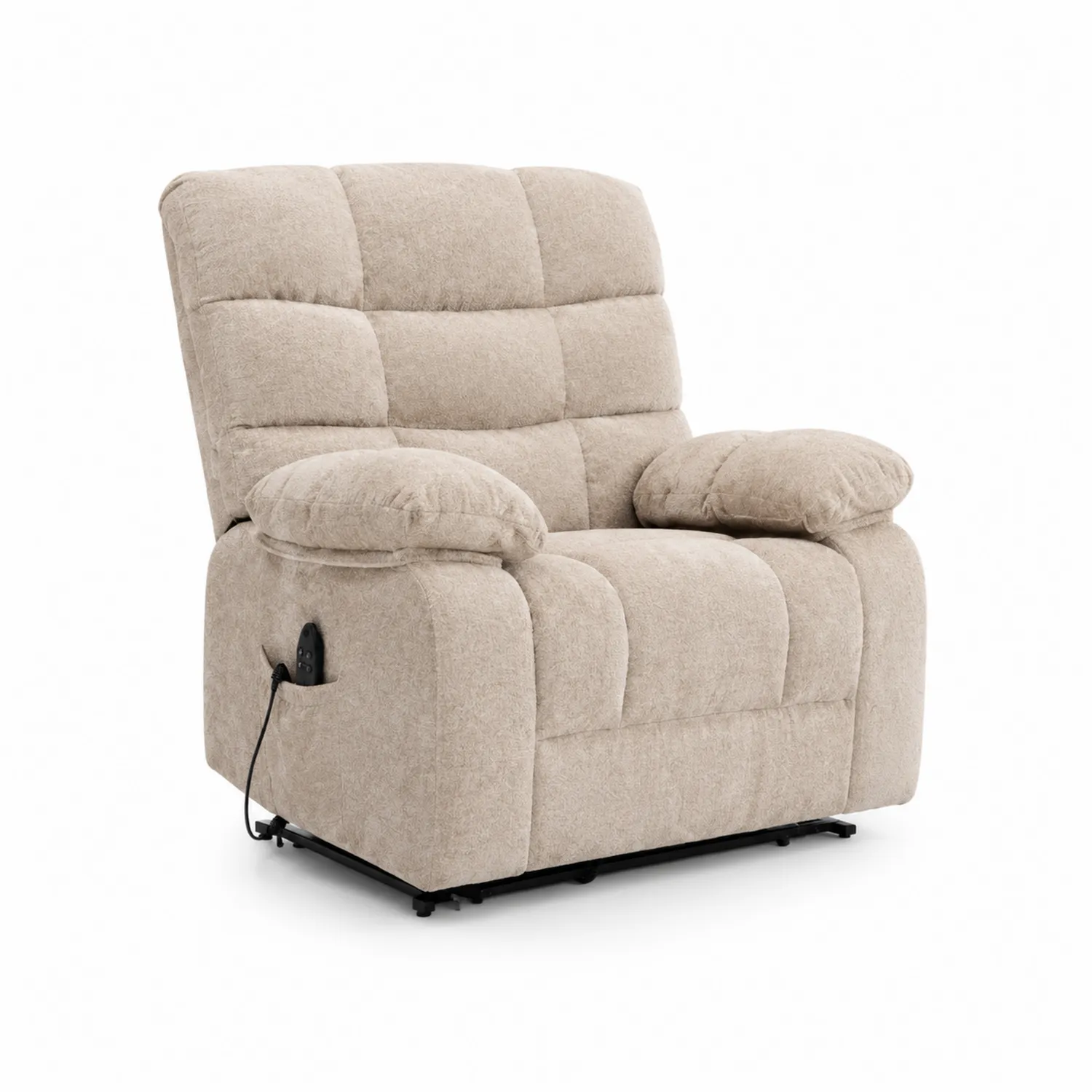 Sillón reclinable de tejido de poliéster beige con masaje eléctrico