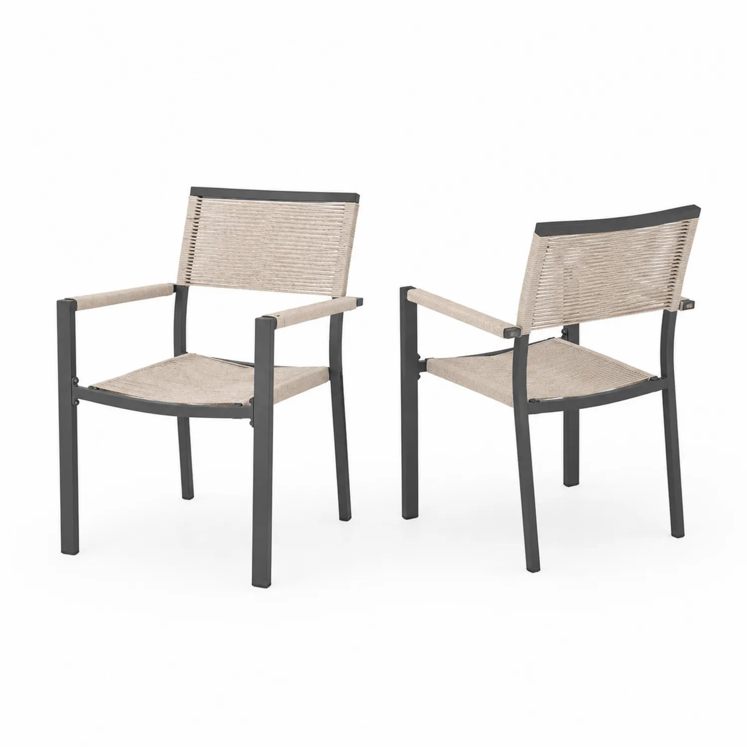 Conjunto de 2 sillas de aluminio y cuerda textil beige
