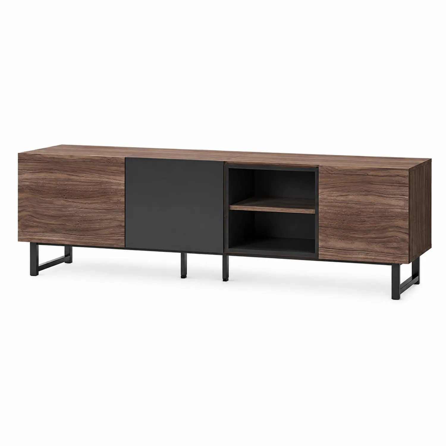 Mueble para TV de Madera Laminada y Metal 180 cm Marrón/Negro