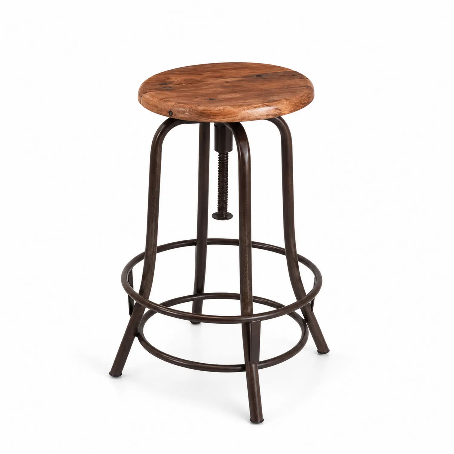 Taburete de Madera de Acacia y Metal Ajustable Marrón
