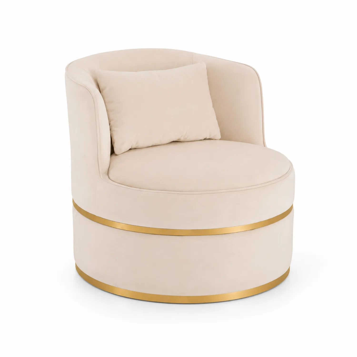 Silla de Tela Beige con Detalles Metálicos Dorados
