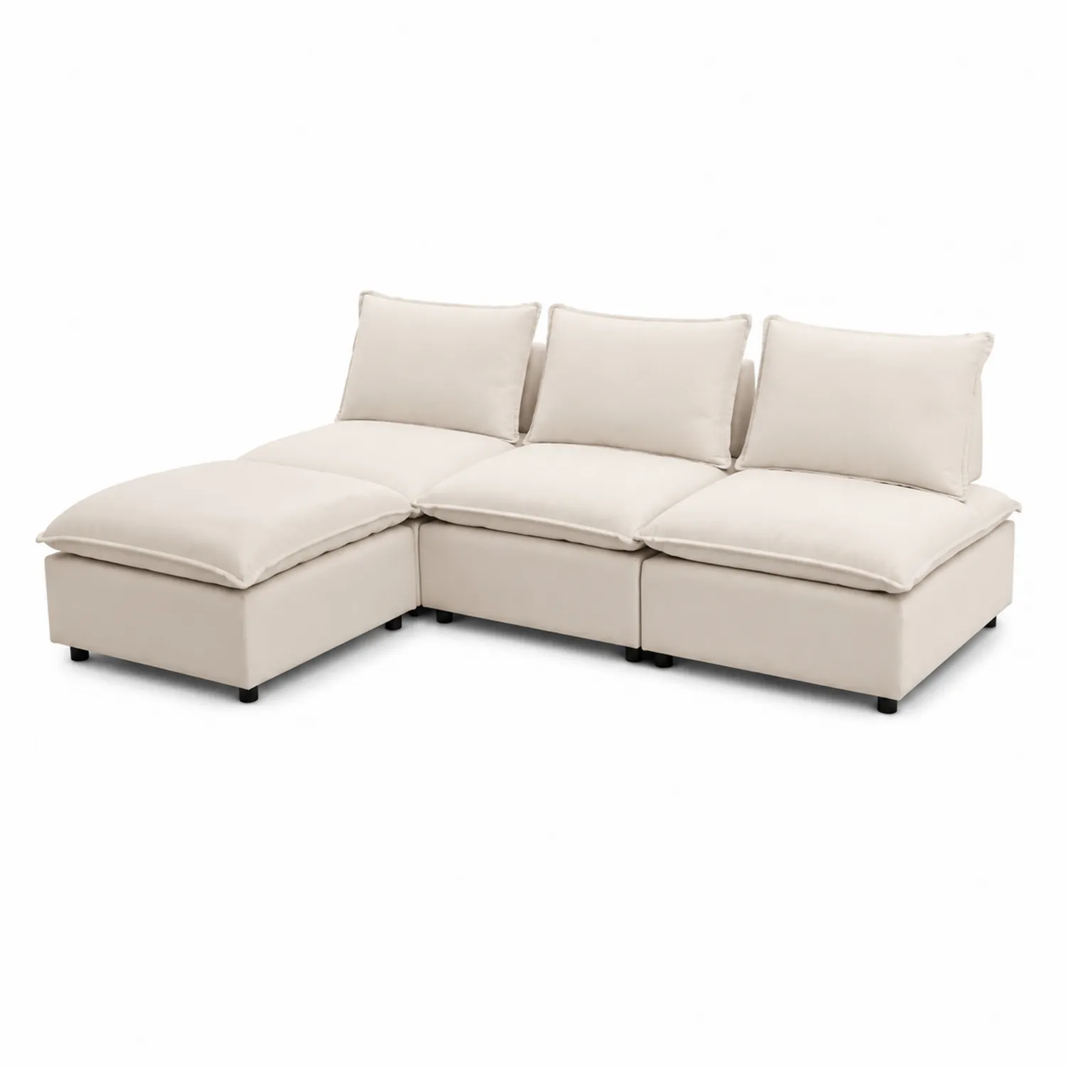 Sofá seccional modular de tela beige 210 cm
