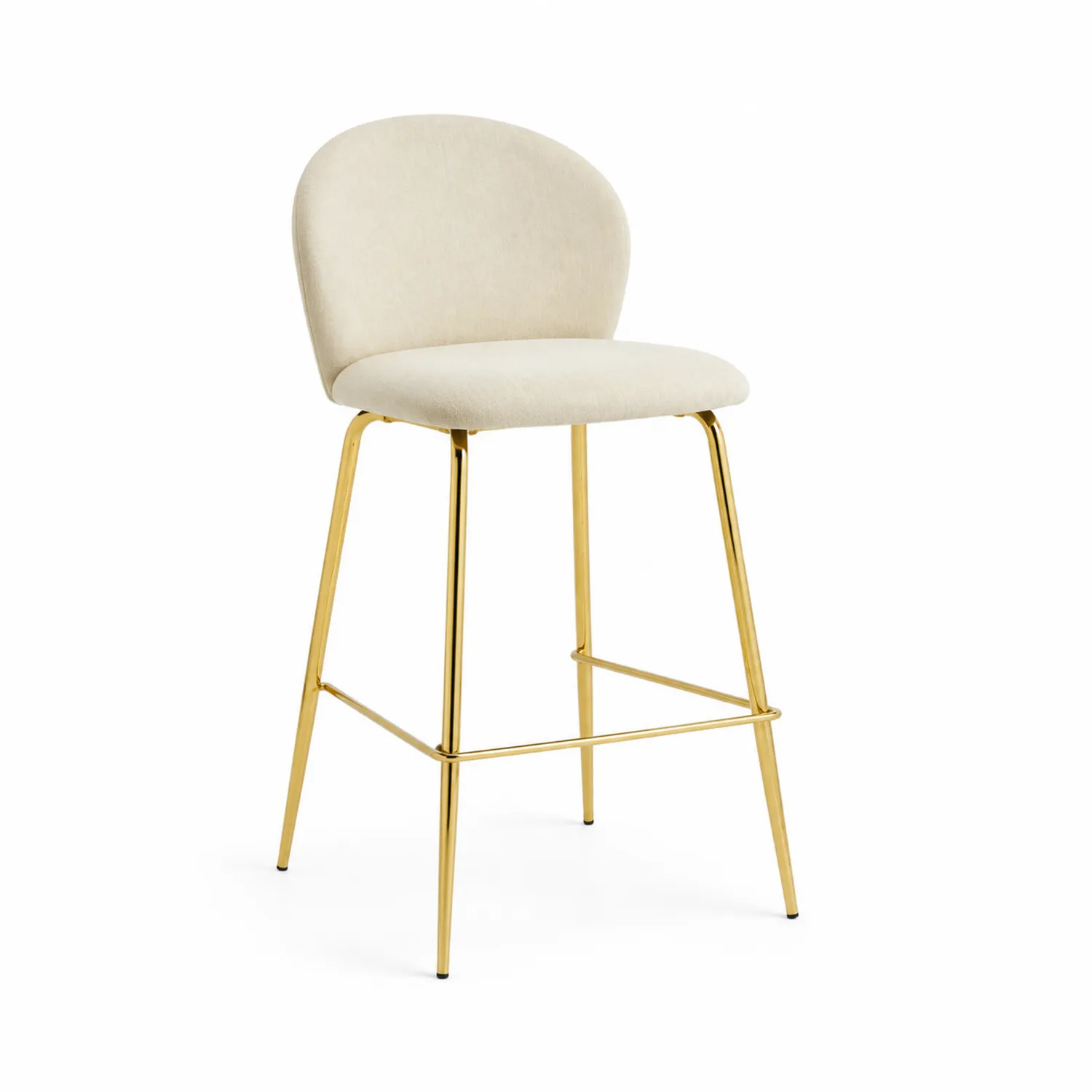 Taburete de bar de metal dorado con tapizado beige