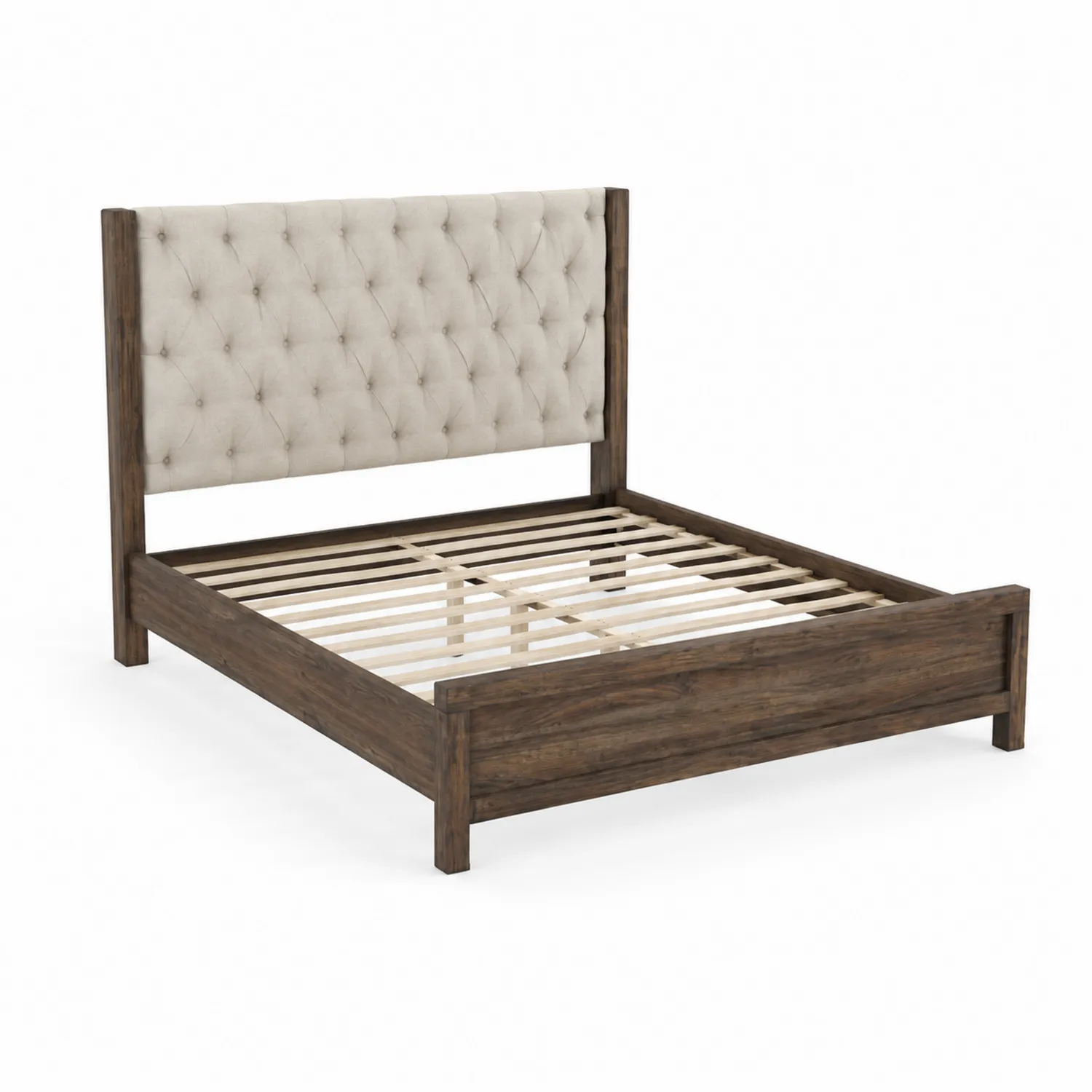 Cama de madera con cabecero de tela 200x160 cm