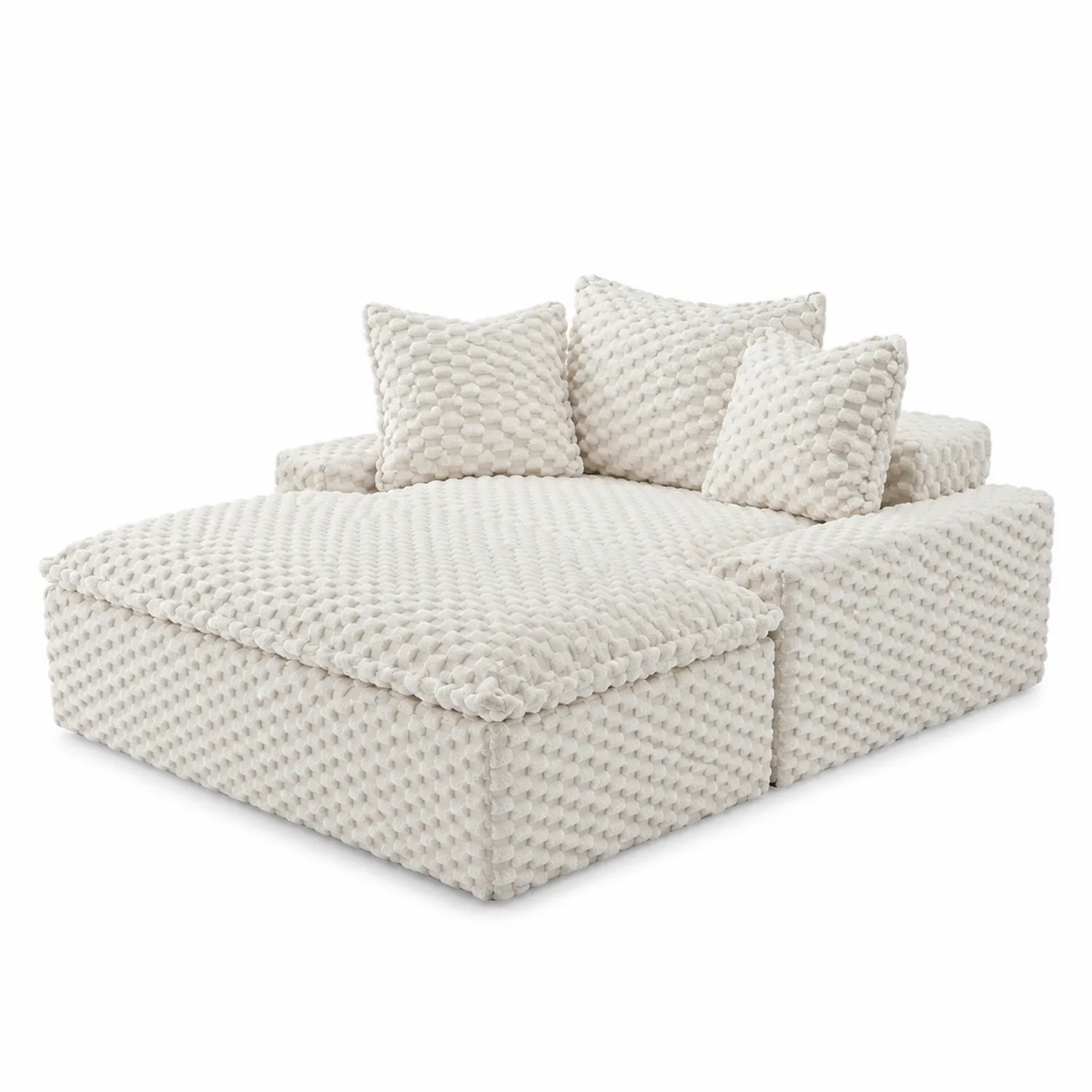 Sofá Modular de Poliéster Crema con Cojines