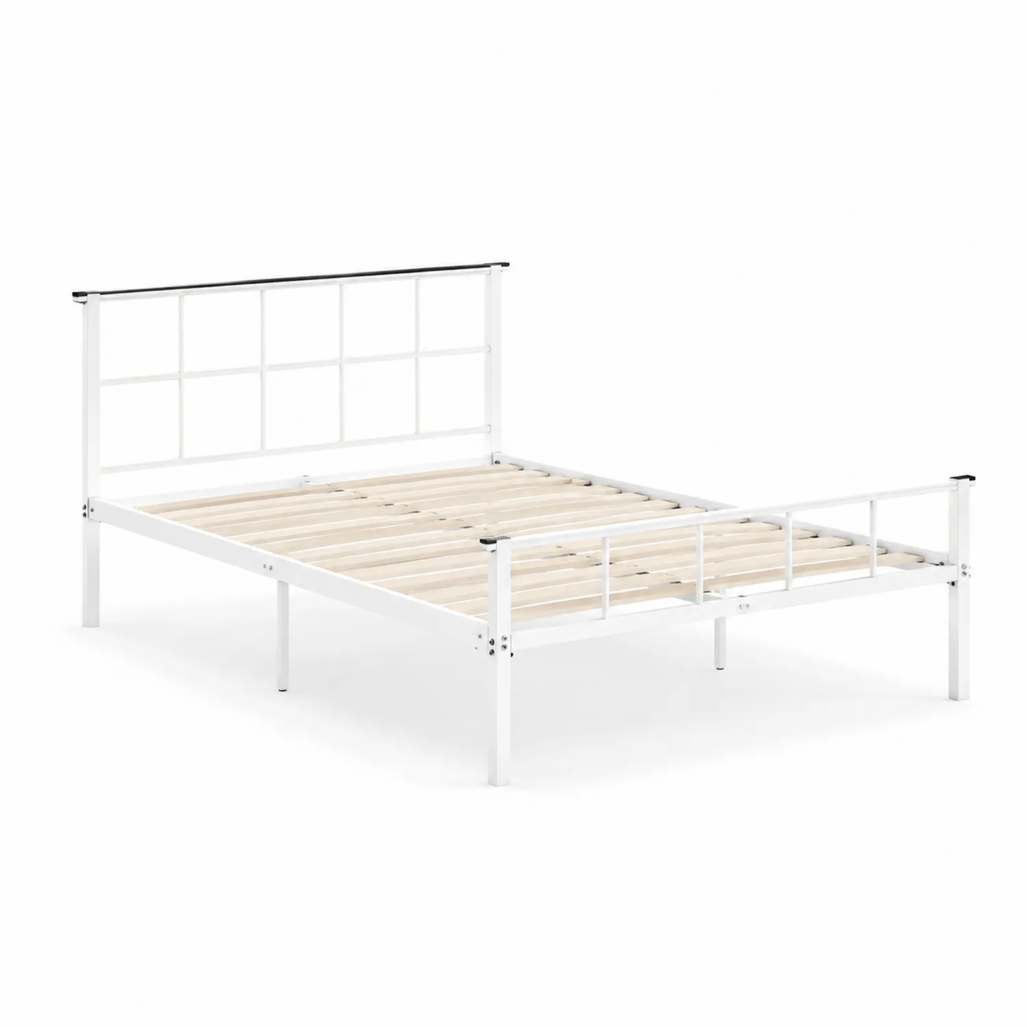 Cama de metal blanca con cabecero 200x140 cm