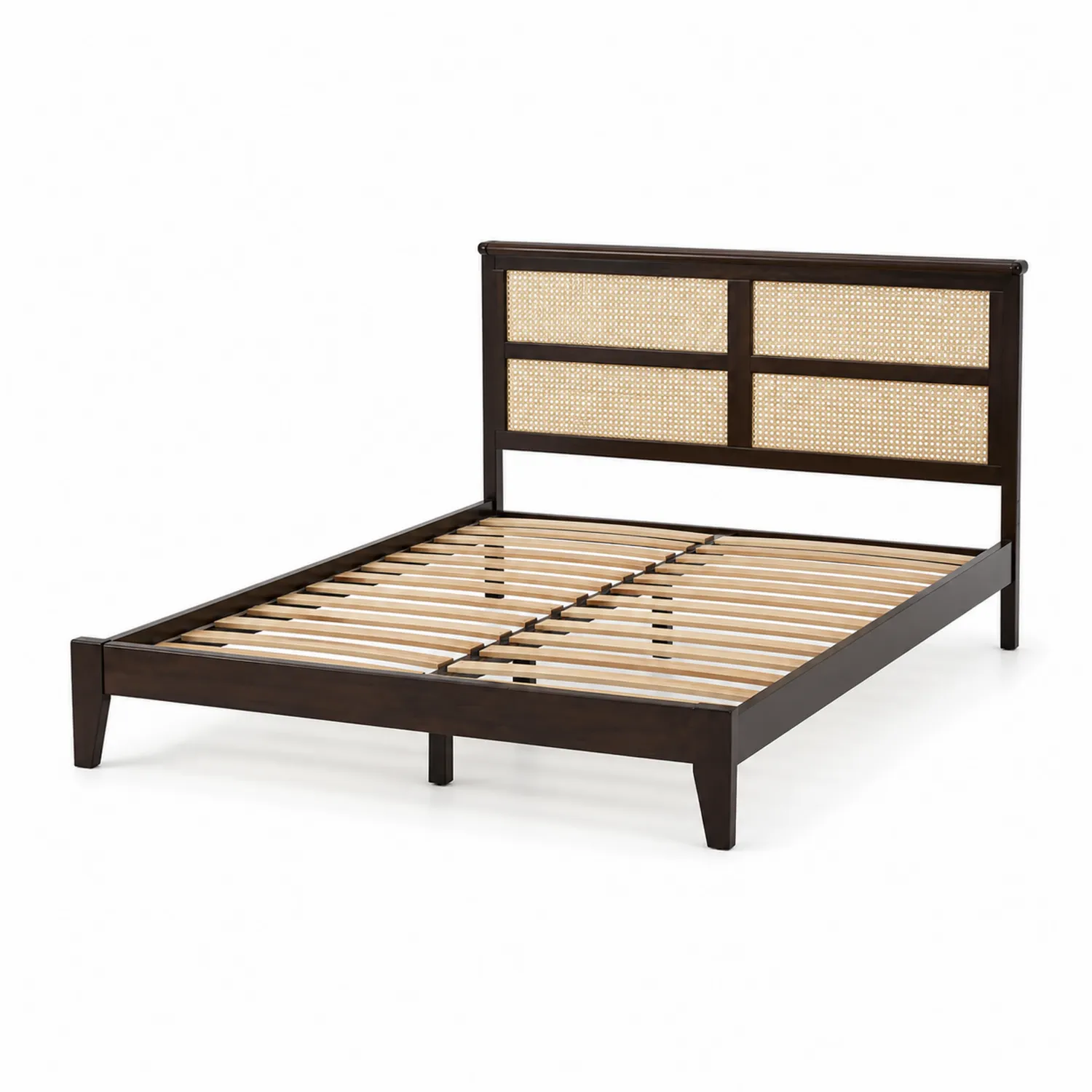 Cama de Madera y Ratán 200x150 cm