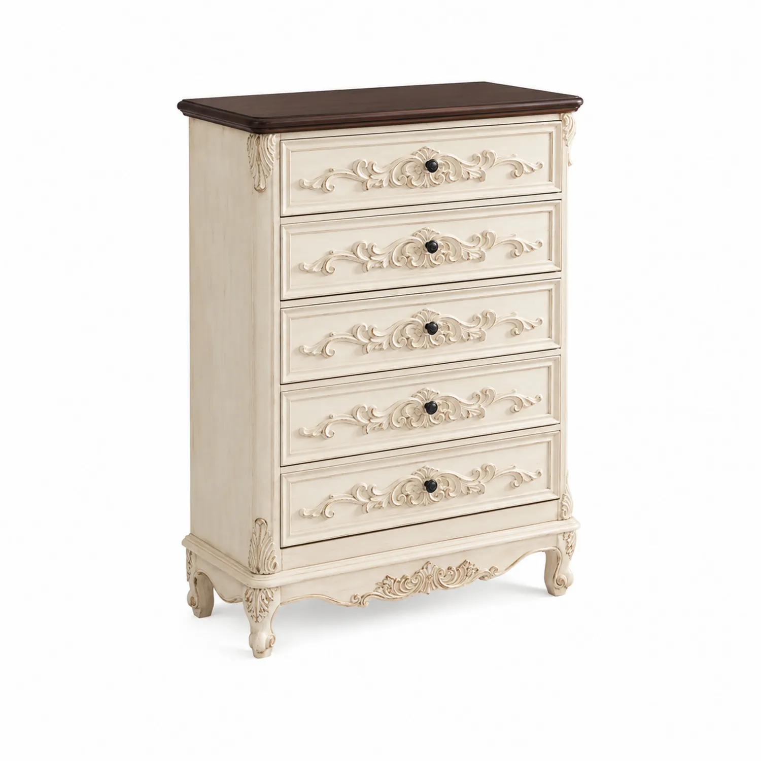 Cómoda de Madera con 5 Cajones Decorativos