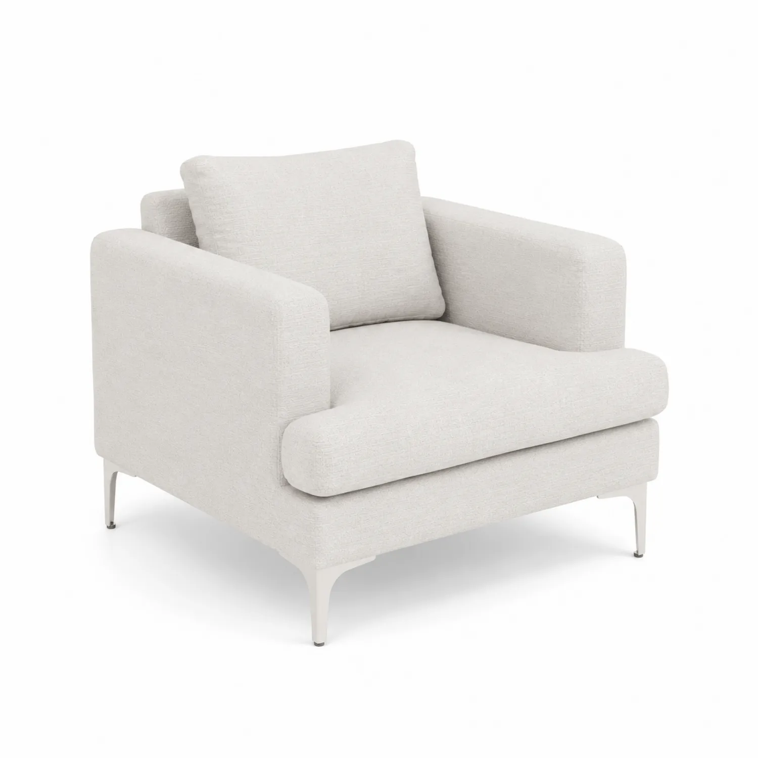 Sillón de tela beige con patas de acero 85x80x75 cm