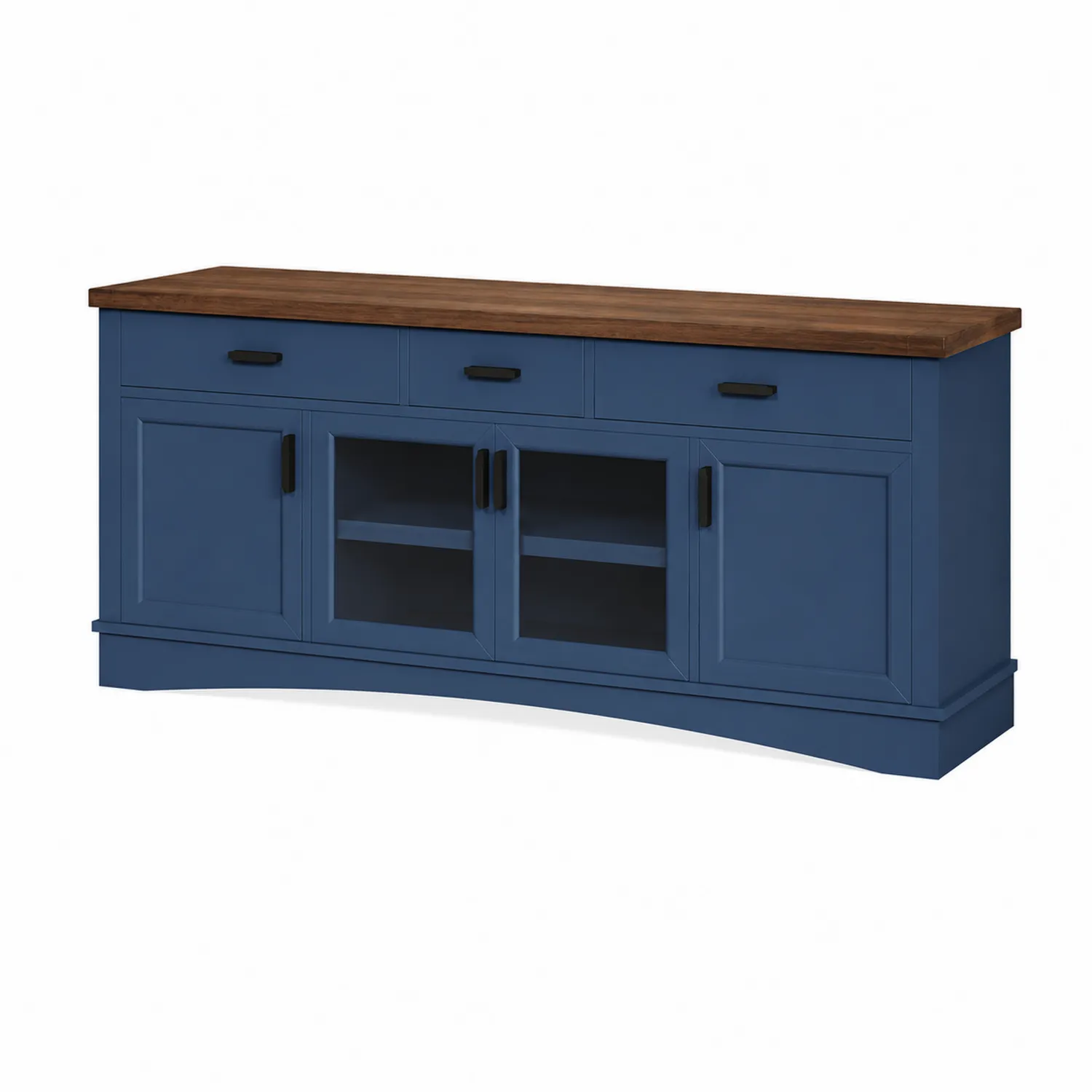 Aparador de MDF y Vidrio Azul 150x40x70 cm