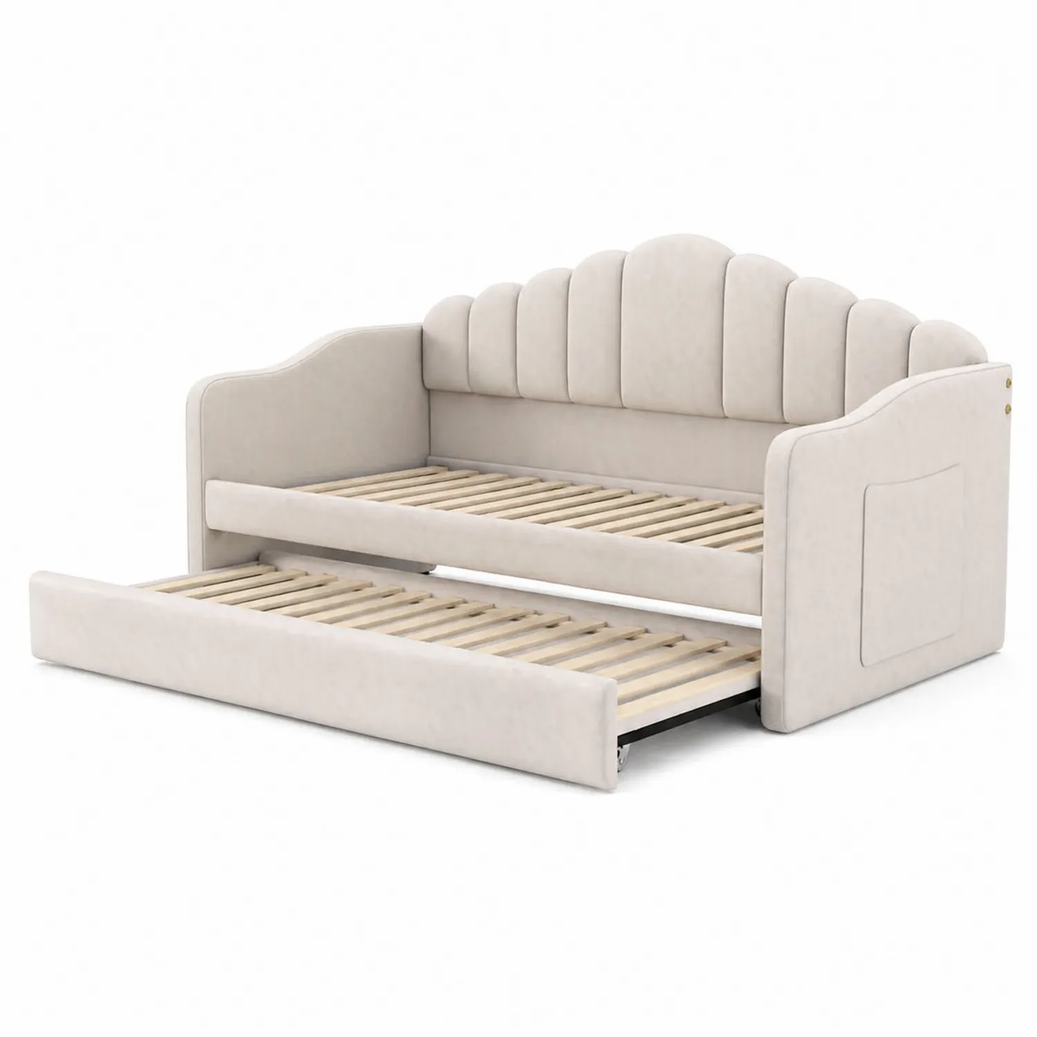 Sofá cama nido de madera y poliéster 190x90x80 cm Beige
