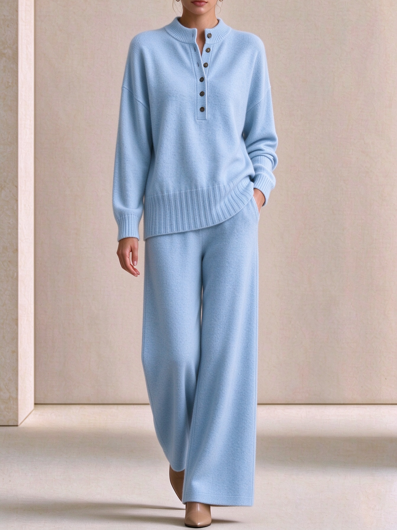 ⏰2026 HOT SALE💥 Women's Casual Sweater and Wide-Leg Pants Cashmere Suit