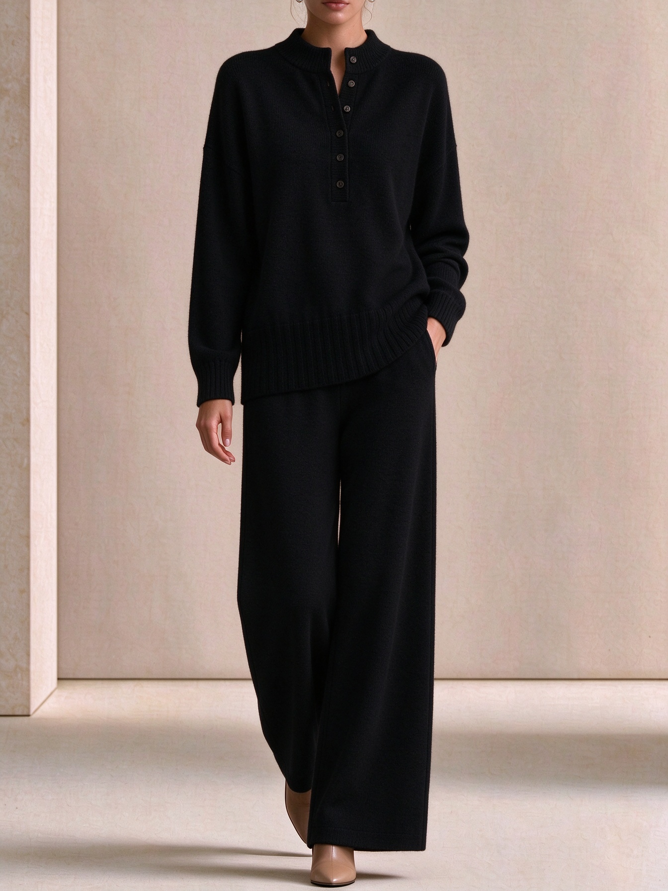 ⏰2026 HOT SALE💥 Women's Casual Sweater and Wide-Leg Pants Cashmere Suit