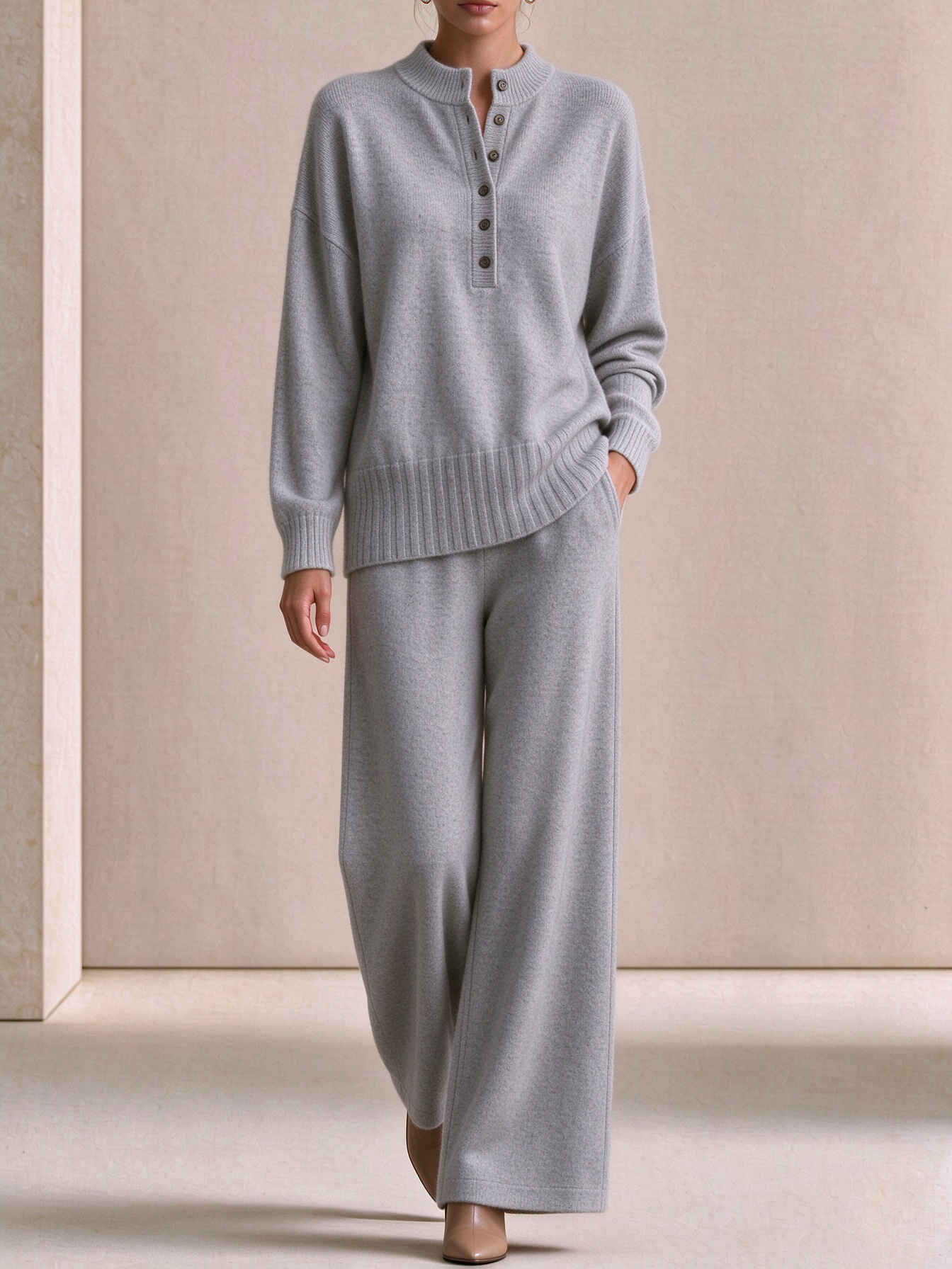 ⏰2026 HOT SALE💥 Women's Casual Sweater and Wide-Leg Pants Cashmere Suit
