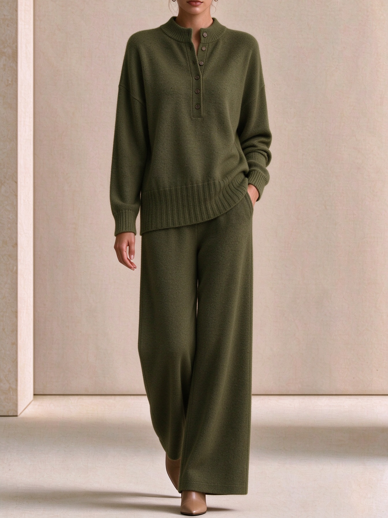 ⏰2026 HOT SALE💥 Women's Casual Sweater and Wide-Leg Pants Cashmere Suit