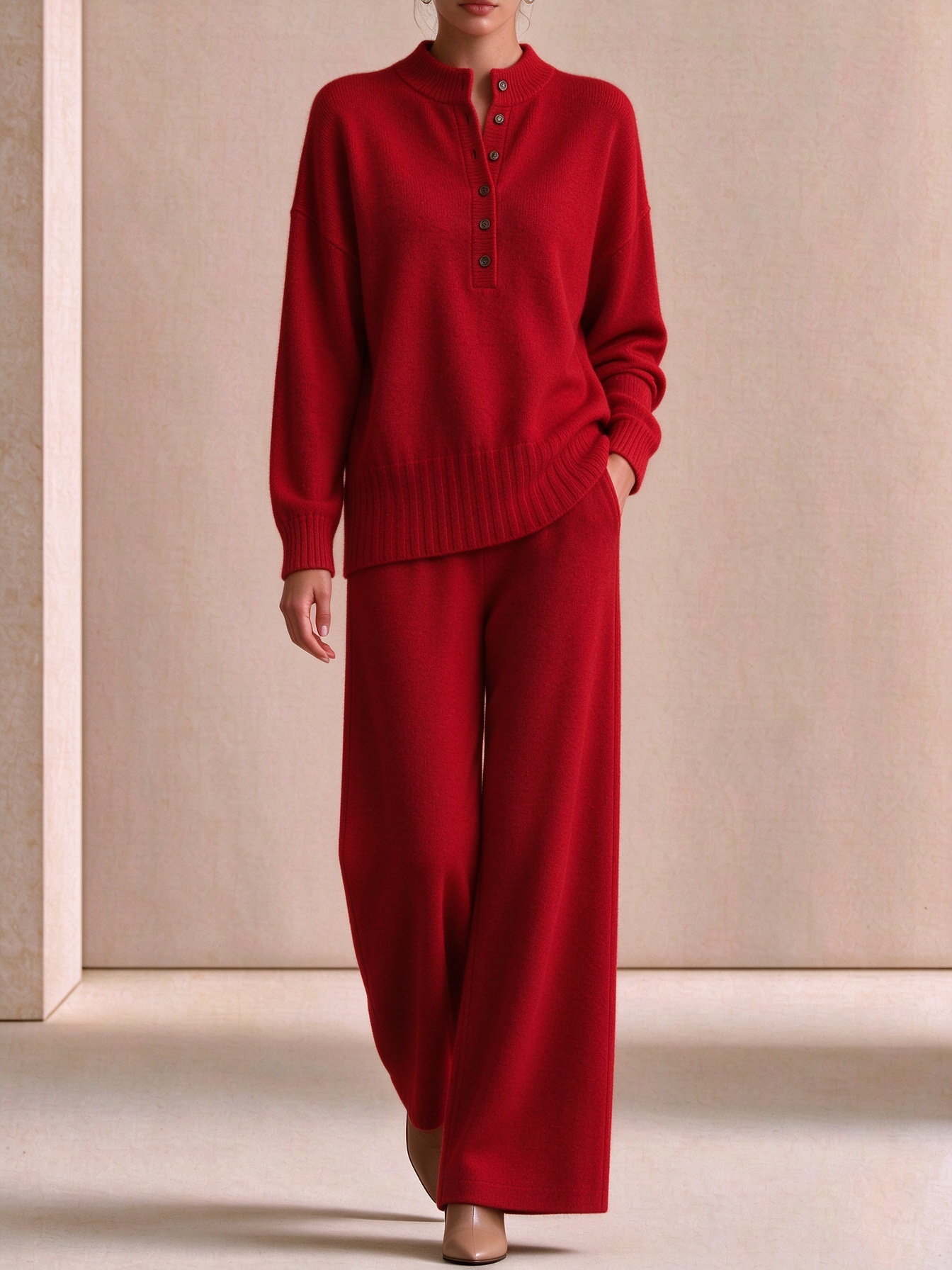 ⏰2026 HOT SALE💥 Women's Casual Sweater and Wide-Leg Pants Cashmere Suit