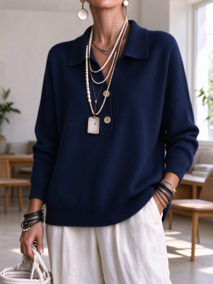 ⏰CLEARANCE💥 Women‘s Casual Comfy V-neck Button Cashmere Sweater Top