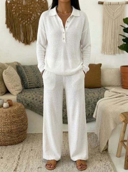 ⏰TODAY 49% OFF💥Women's Casual Plain Soft Cotton Sweater Set