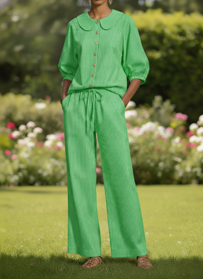 🔥CLEARANCE SALE🔥 The Sun-Drenched Stripe Peter Pan Tuscany Gingham Set