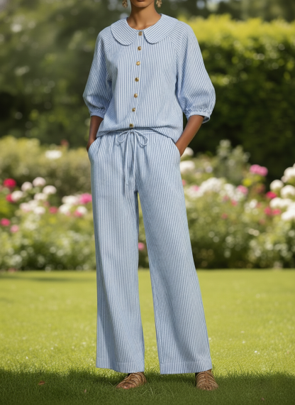 🔥CLEARANCE SALE🔥 The Sun-Drenched Stripe Peter Pan Tuscany Gingham Set
