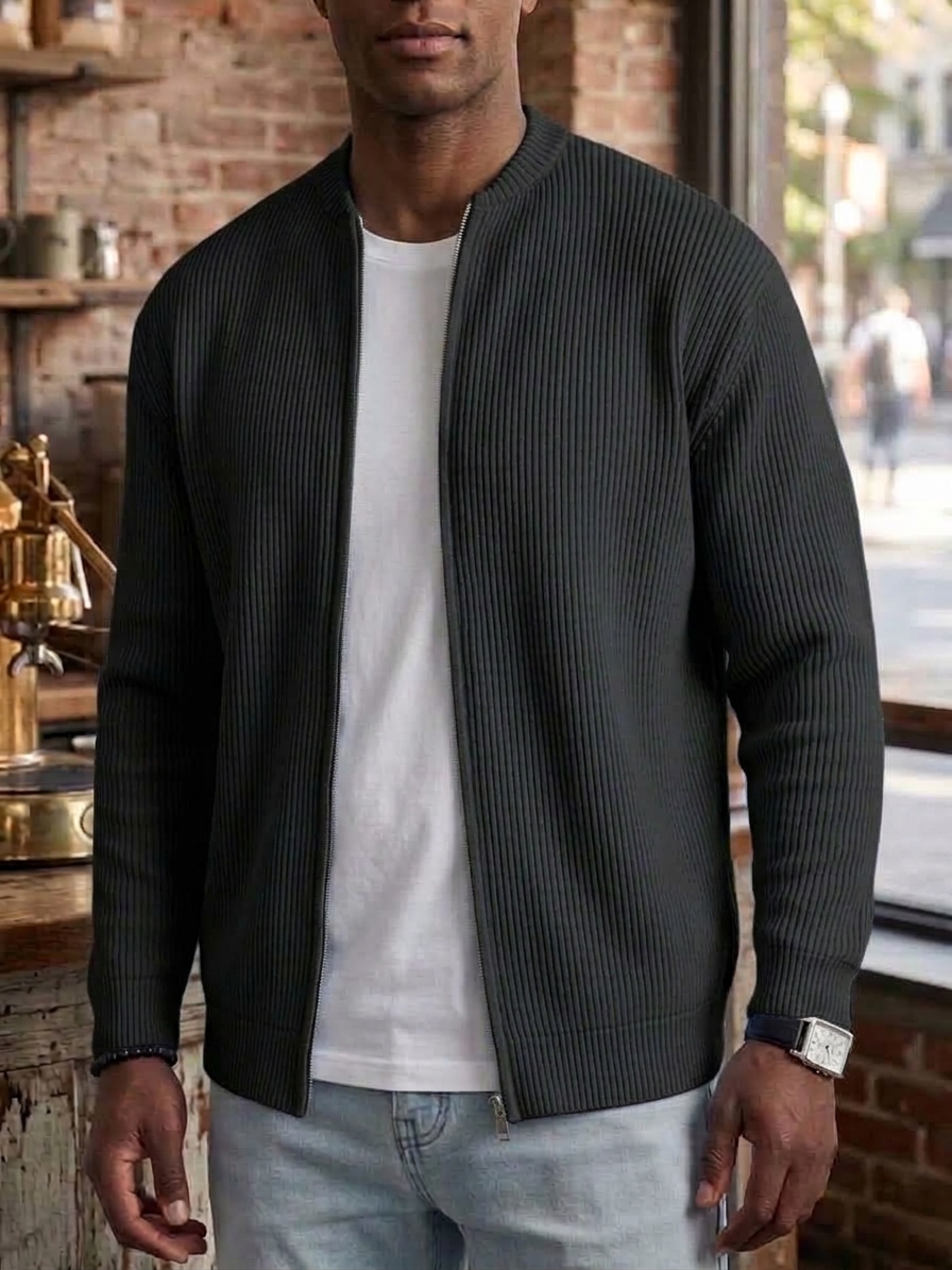 ⏰2026 HOT SALE💥 Men's Retro Casual Comfortable Solid Zipper Cardigan Jacket