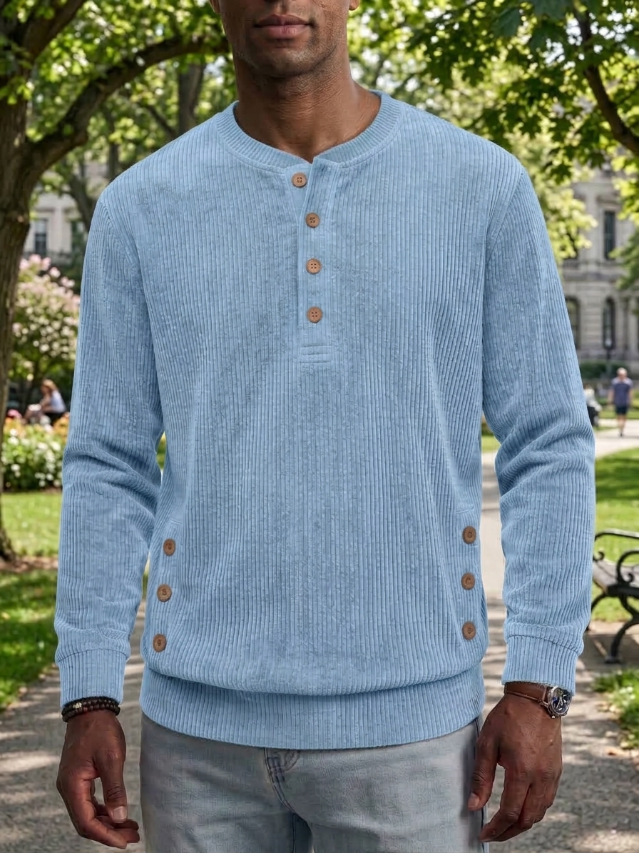 ⏰2026 HOT SALE💥 Men's Casual Comfortable Solid Crew Neck Long Sleeve Shirt